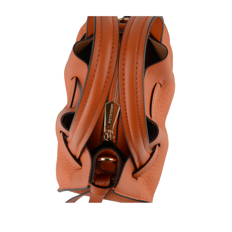 Handbag - cowhide leather POURCHET Orange