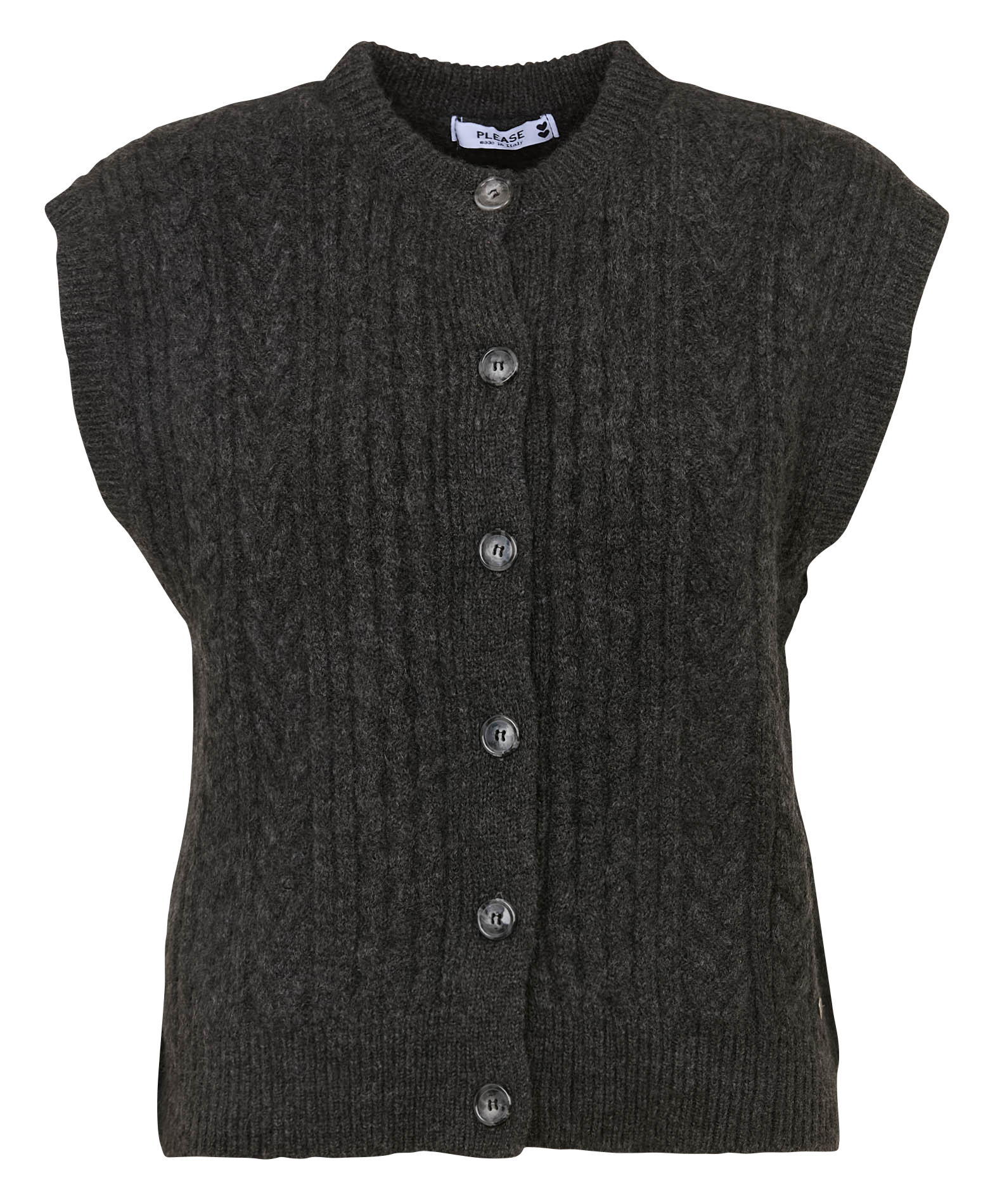 Oversized round neck vest  Antracite