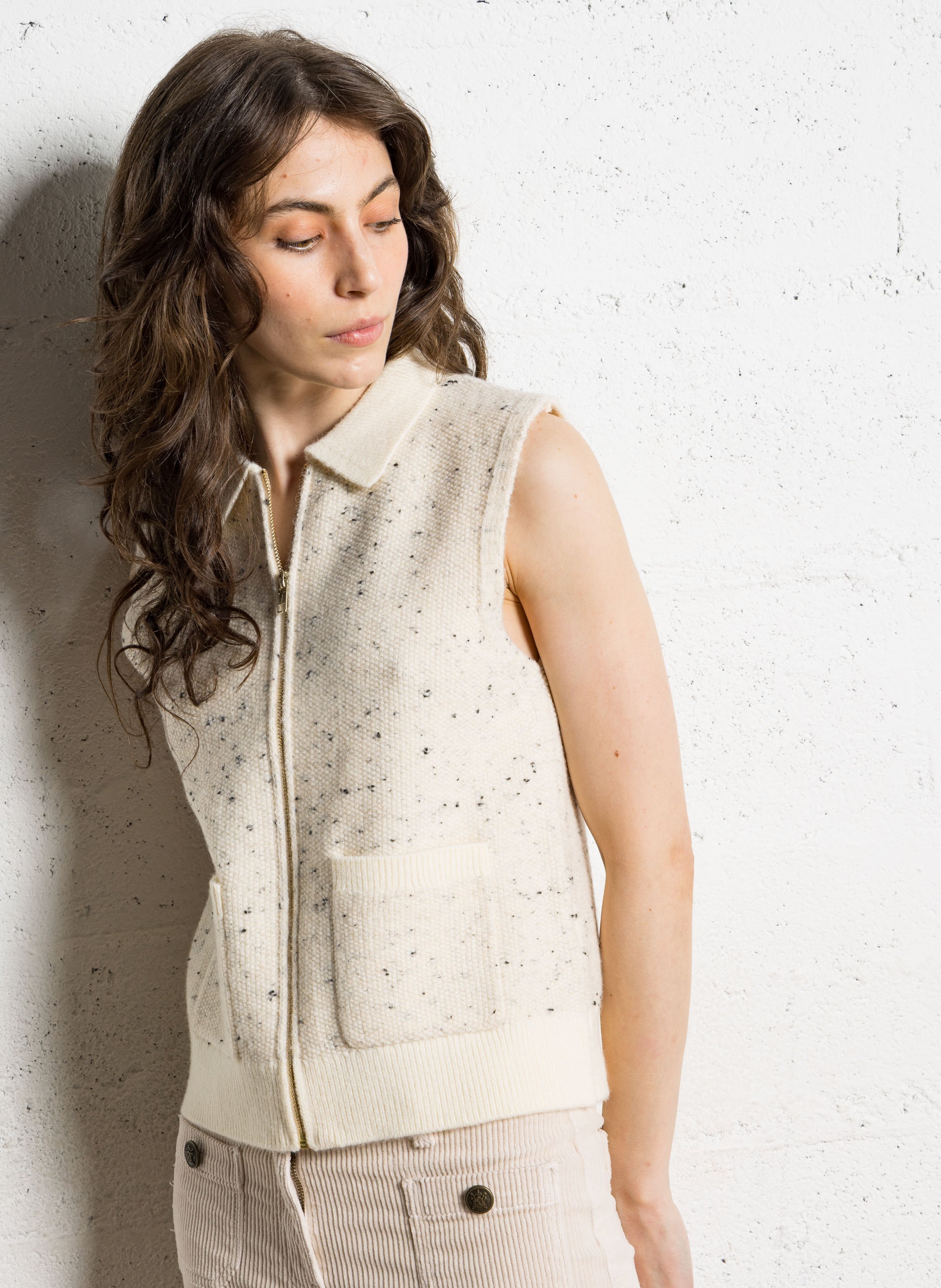 Gilet zippé col classique  MAISON 123 Beige