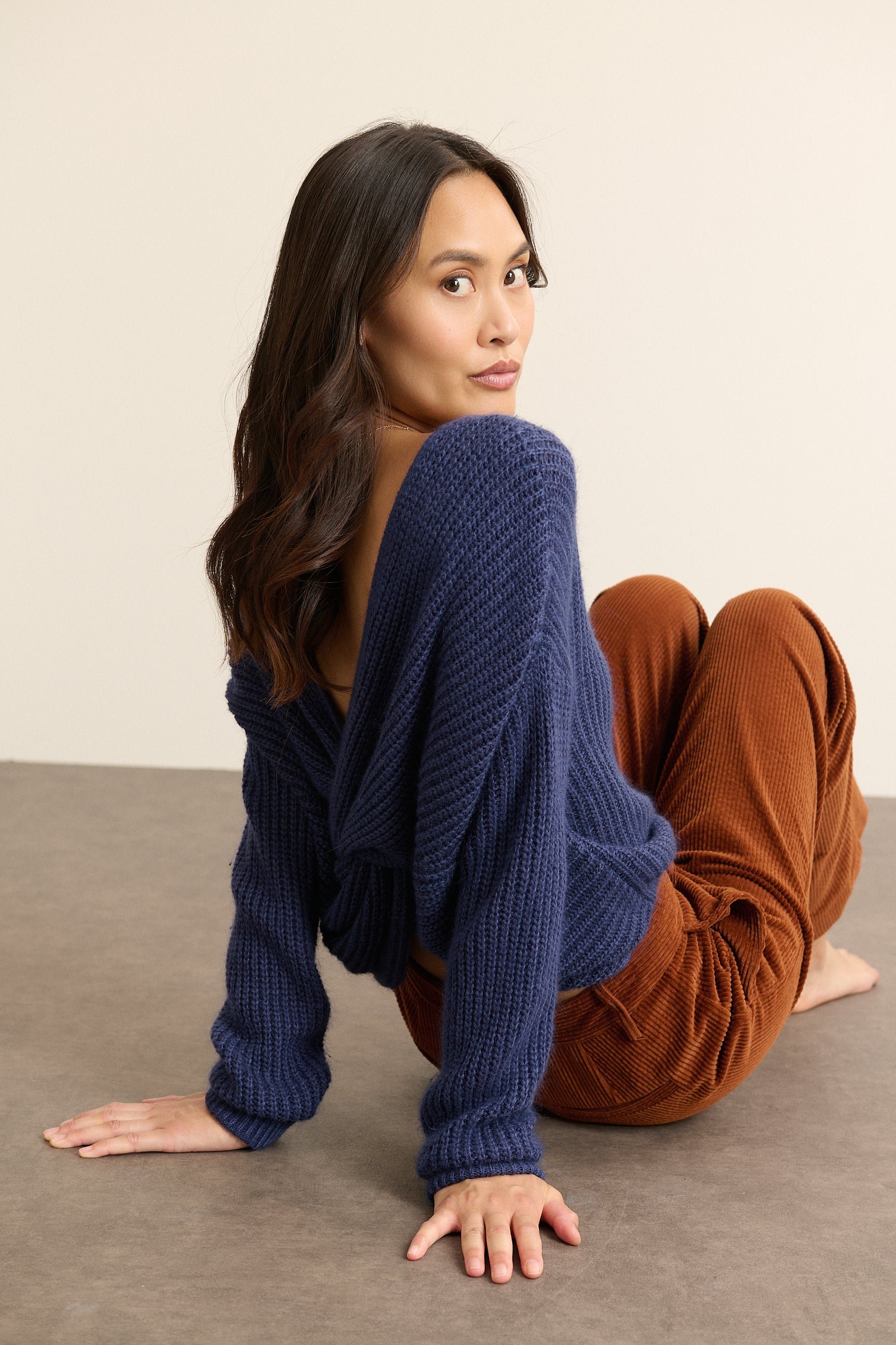 V-neck sweater with bow GARANCE PARIS Blue
