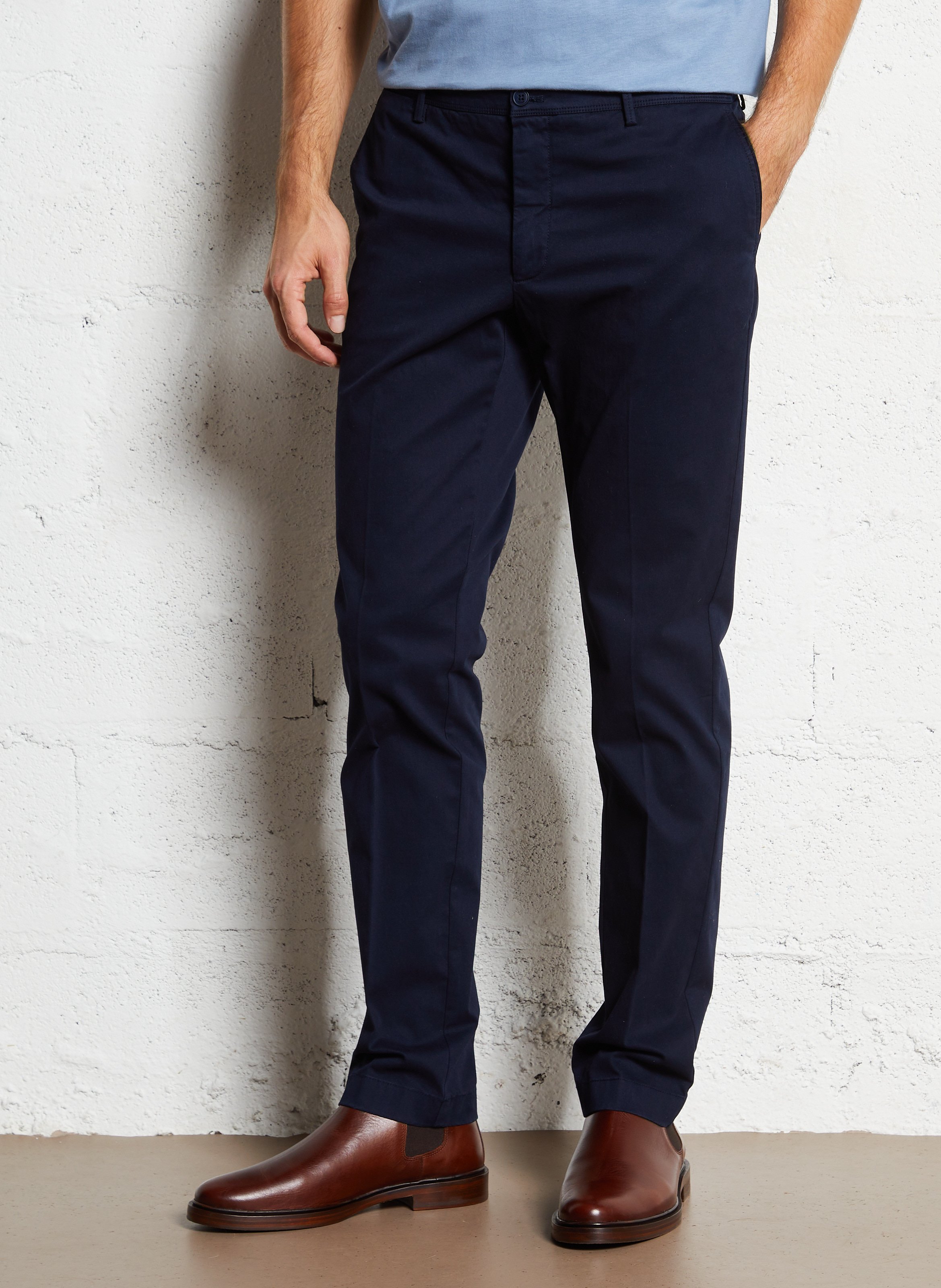 Schmale Hose aus Baumwollmischgewebe HACKETT Blau