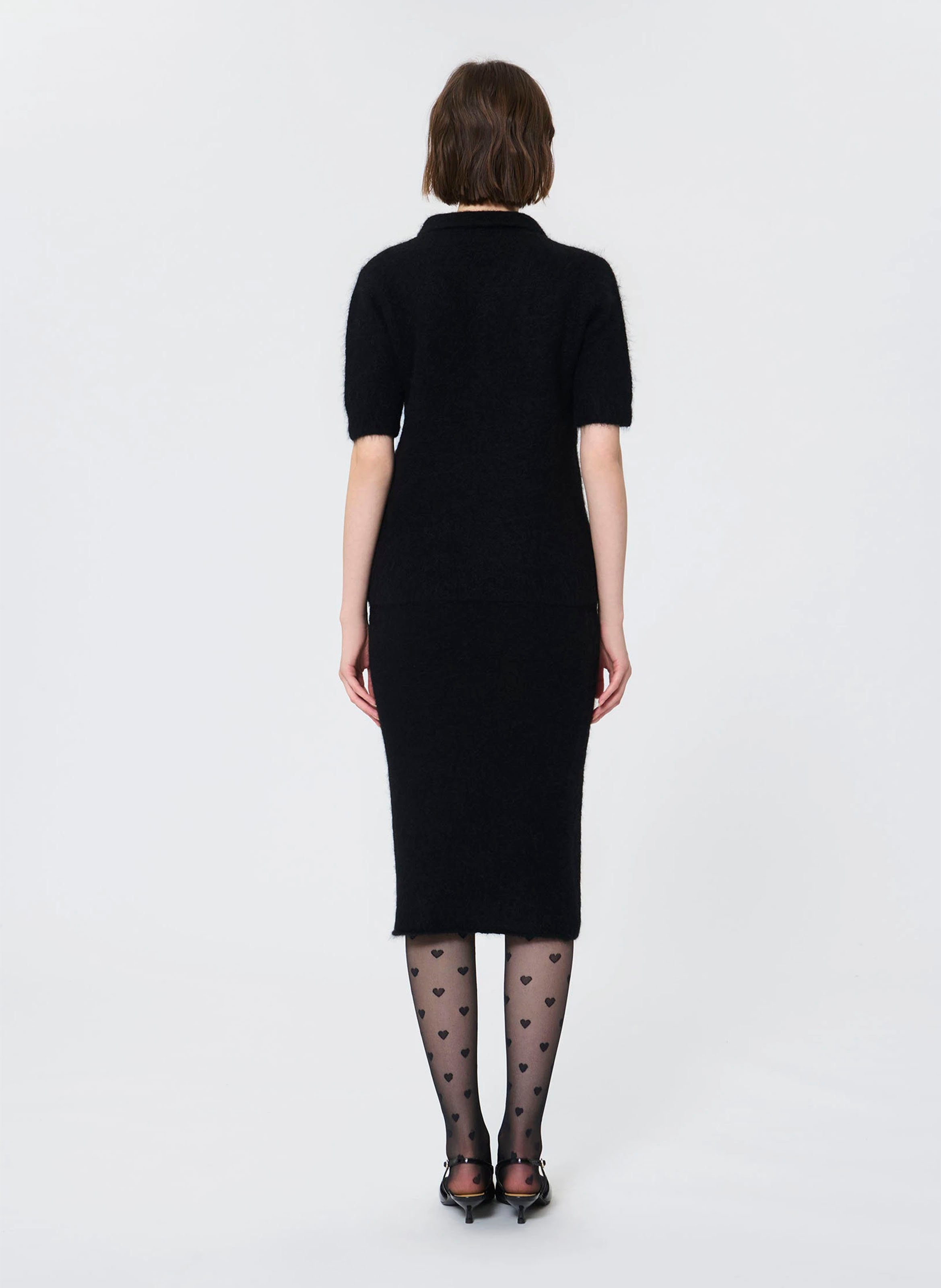 Straight polo in blended alpaca wool TARA JARMON Black