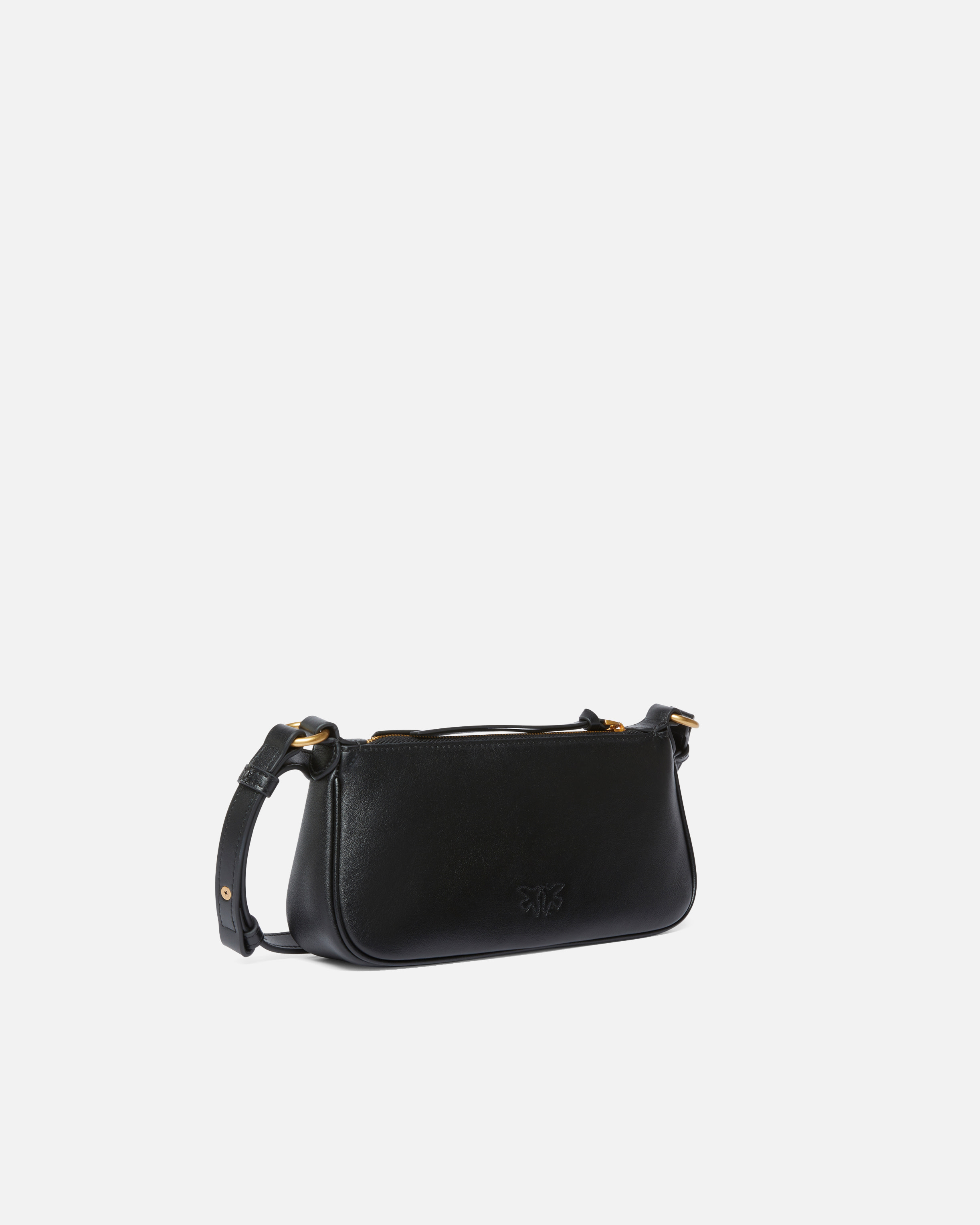 Mini leather half-moon baguette shoulder bag PINKO Black