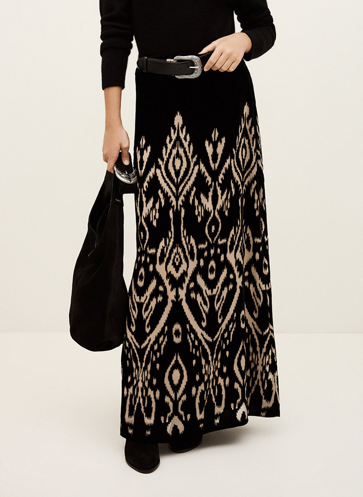 Jupe longue ample imprimée BA&SH Noir