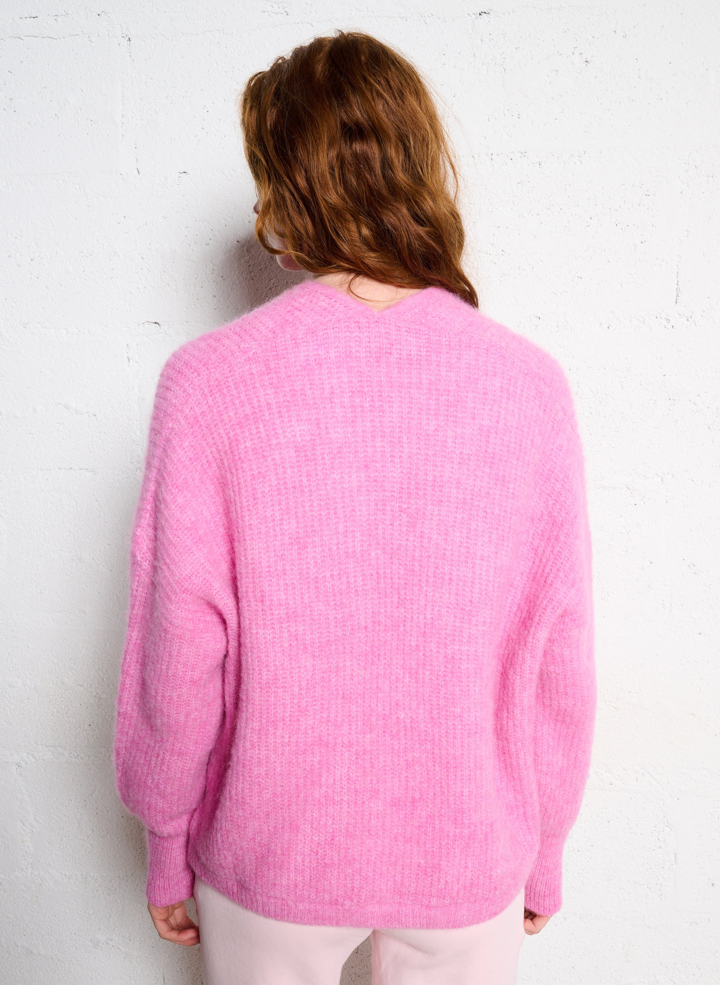 Open wool and alpaca blend cardigan AMERICAN VINTAGE Pink