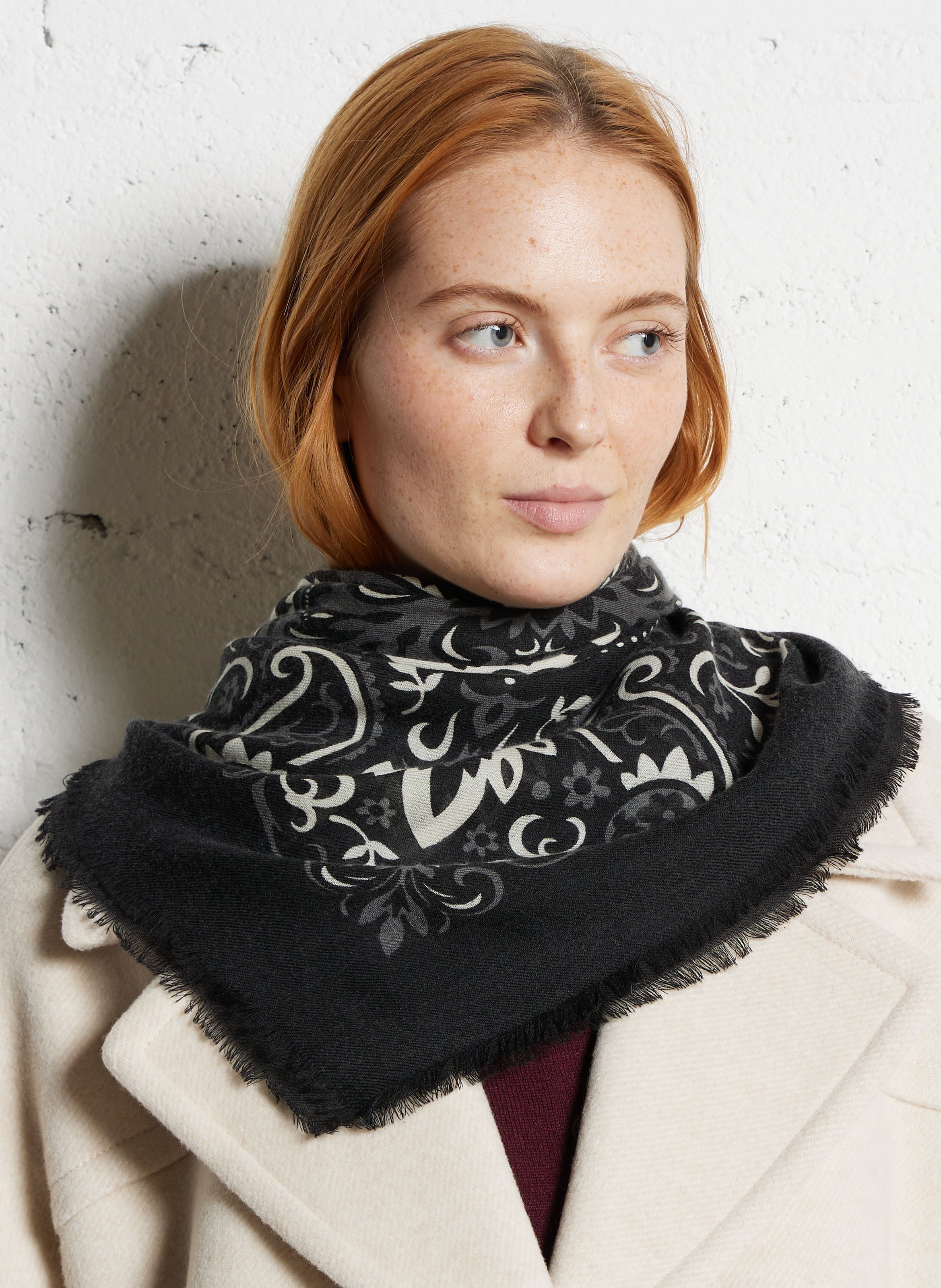 Printed wool and cashmere scarf MAISON LECOMTE FLAMENT