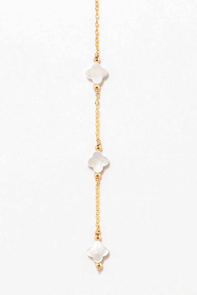 Adjustable necklace - mother of pearl Golden