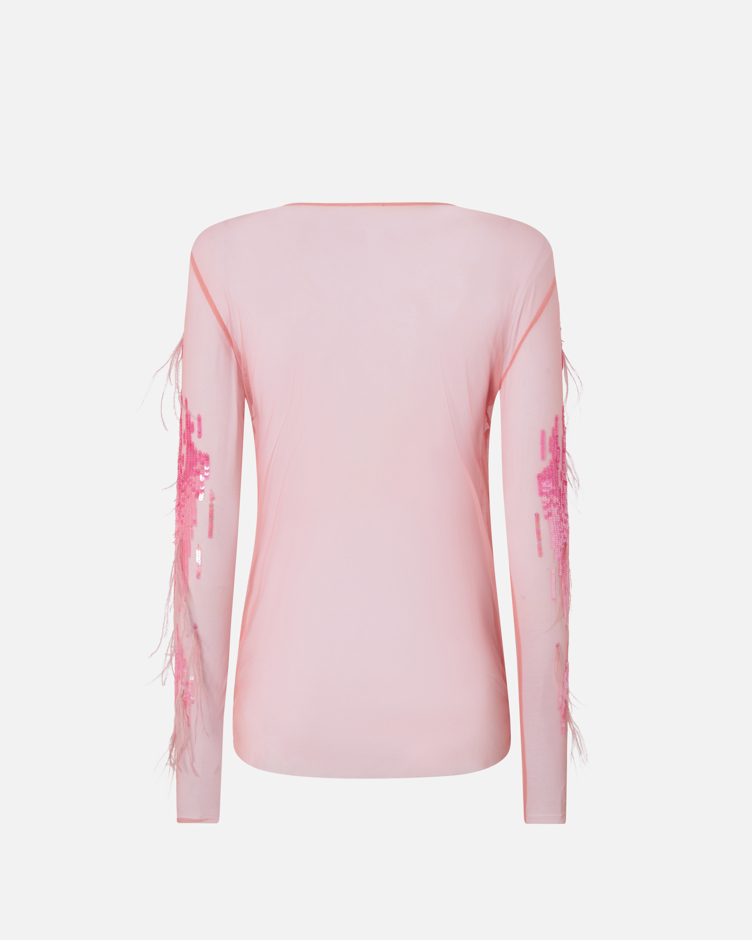 Transparent sweater with sequins and feathers PINKO Multicolored