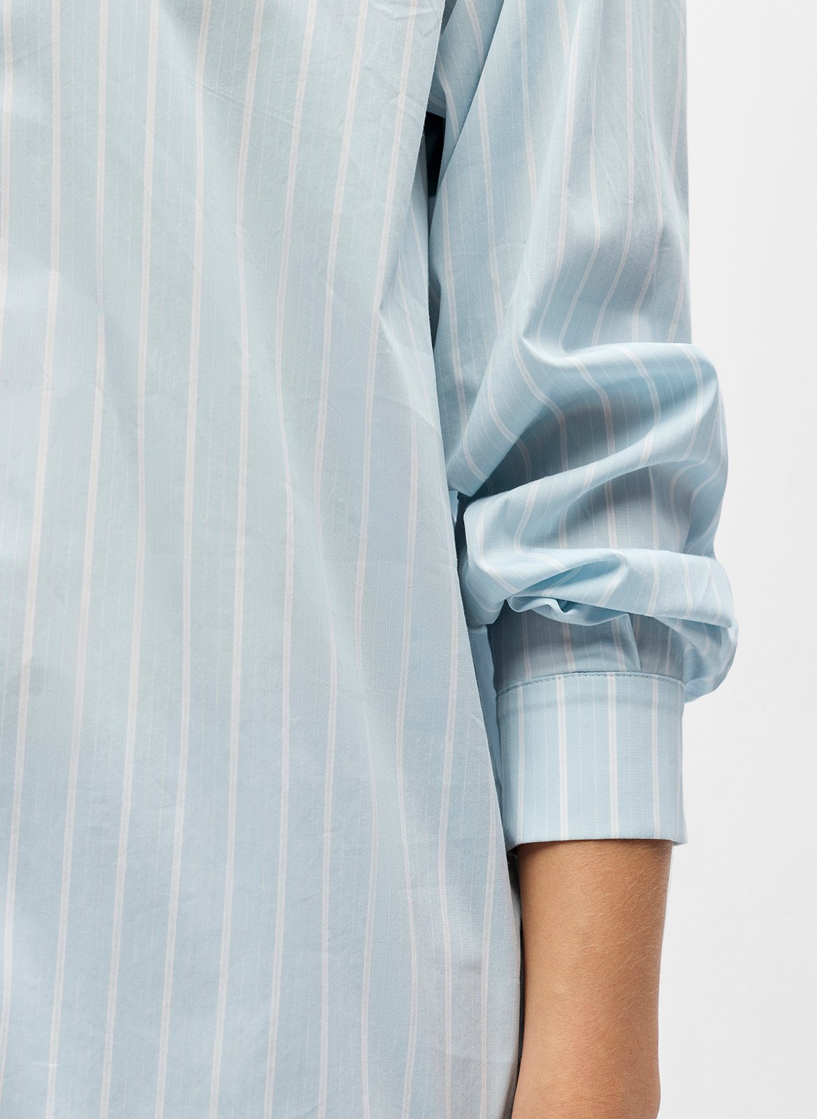 Chemise droite col classique en coton bio mélangé rayé OBJECT Bleu