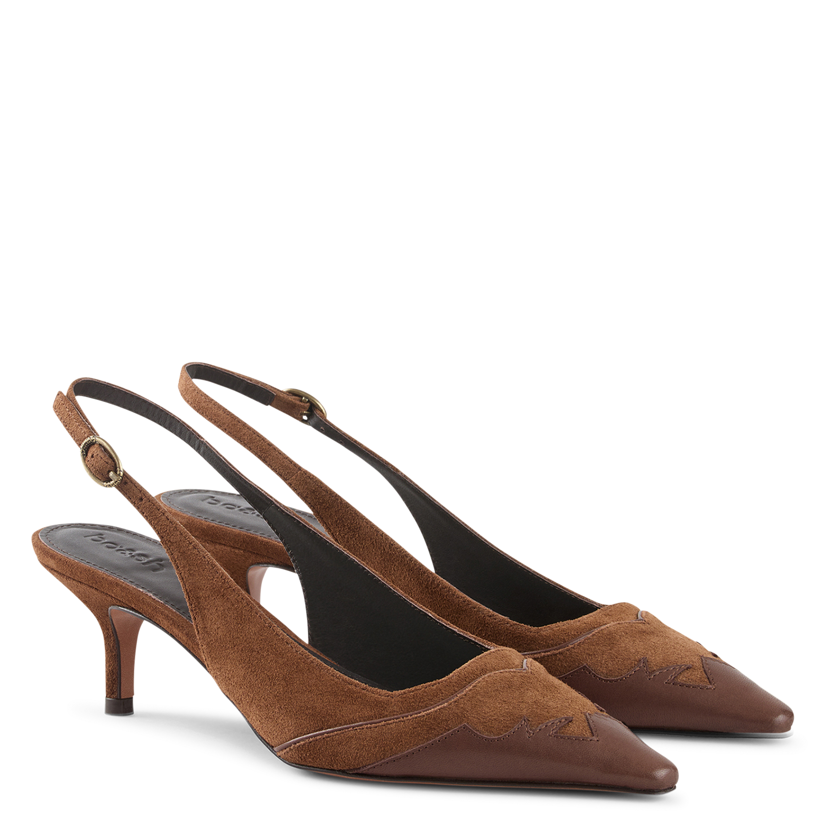 Escarpins pointus à talons en cuir BA&SH Marron