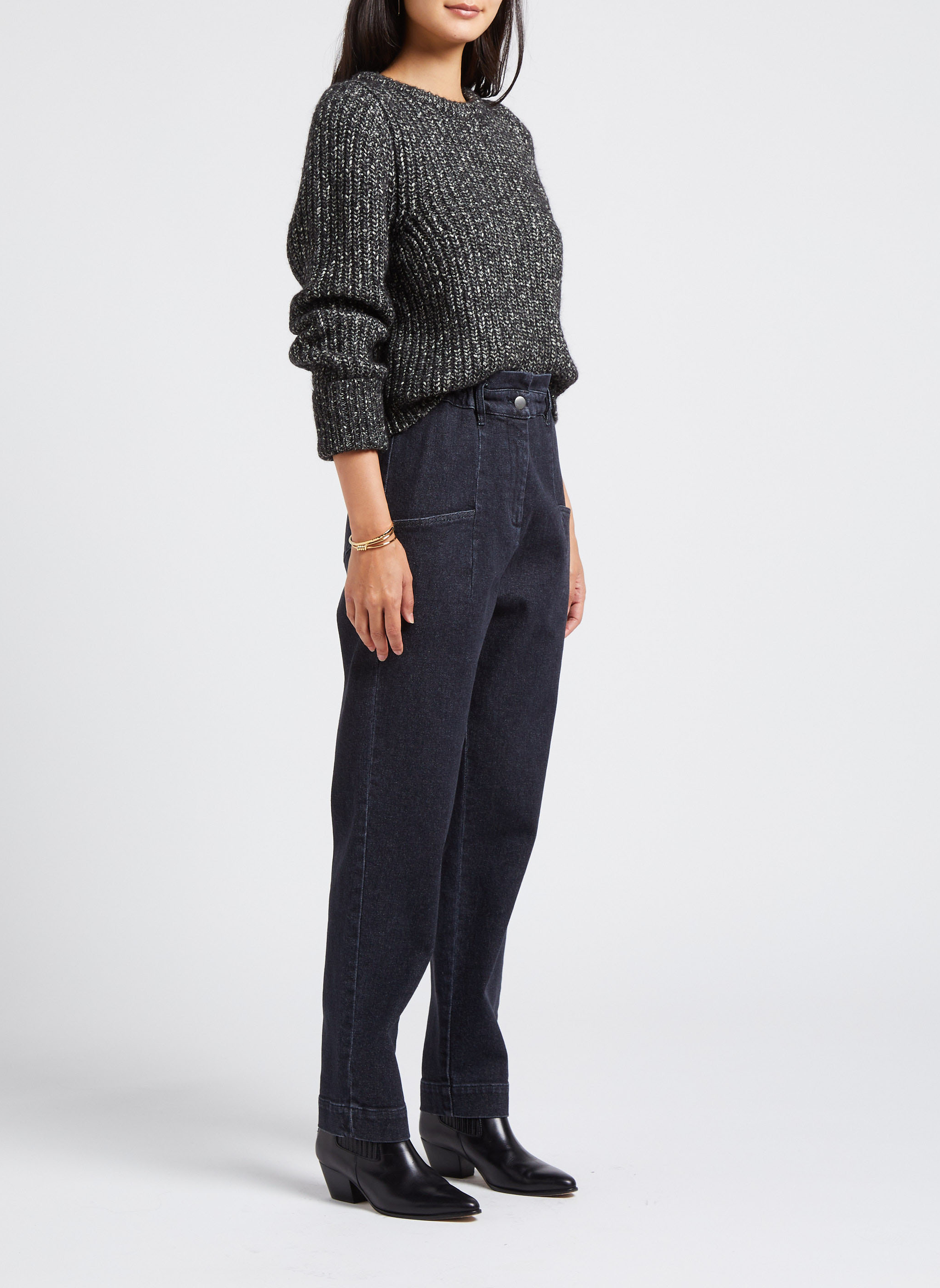 Cotton-blend carrot cropped jeans COLLECTORS CLUB Black