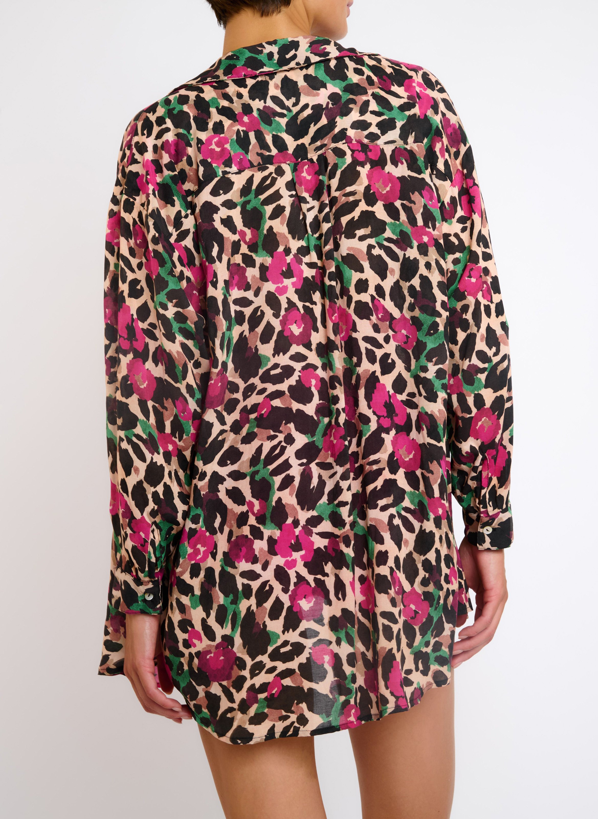 Weite Bluse mit Print LIVIA Beige