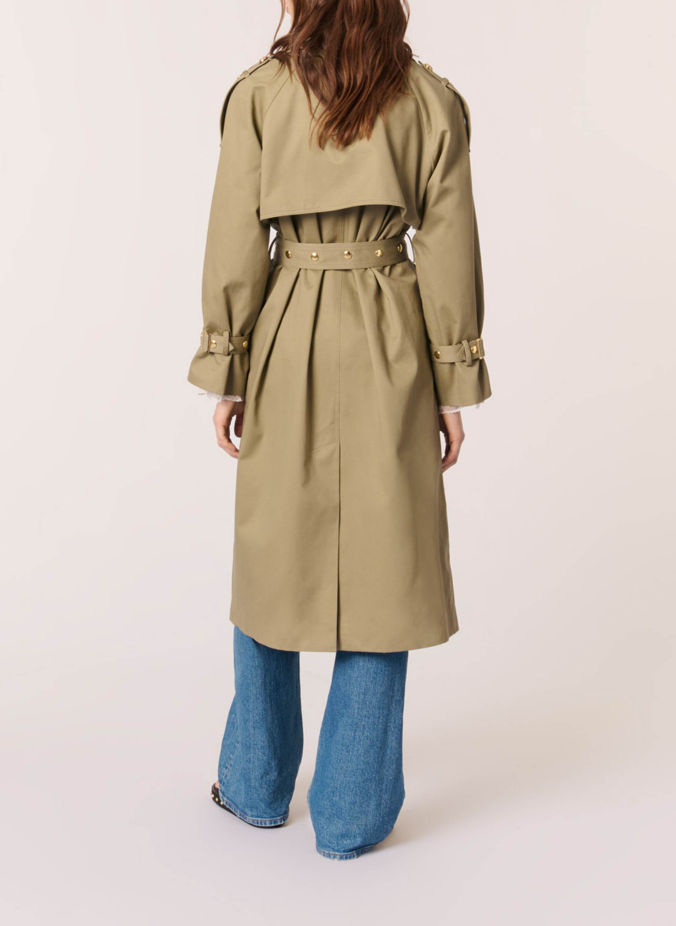 Fitted cotton trench coat MAJE Khaki