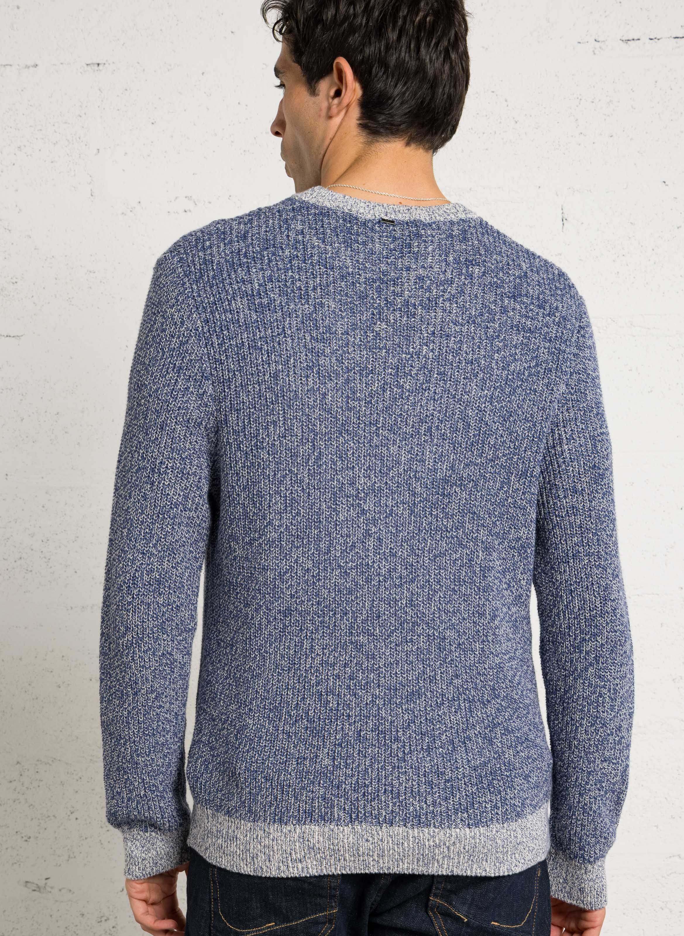Pull col rond en coton IKKS Bleu