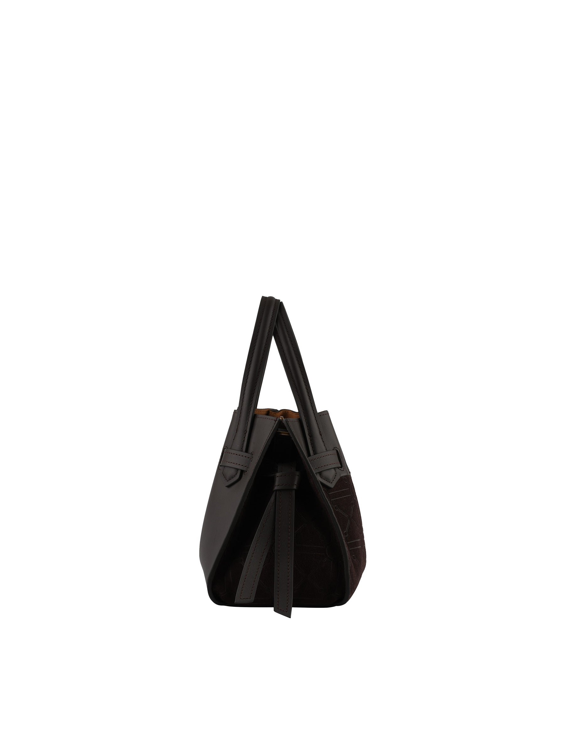 Suede and leather handbag Brown