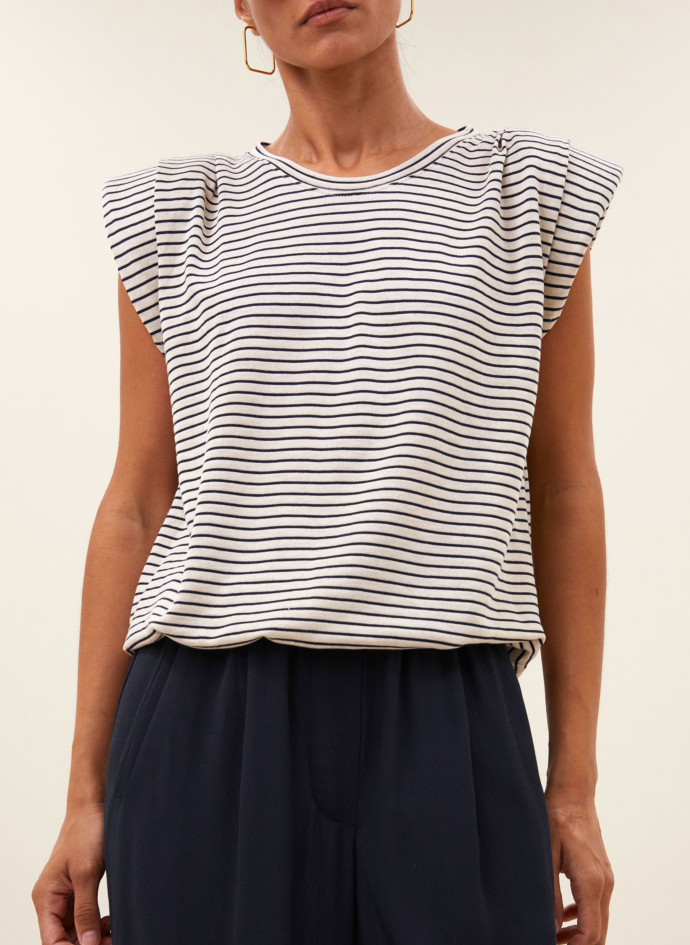 Effen top met lange mouwen en ronde hals BY BAR Blauw