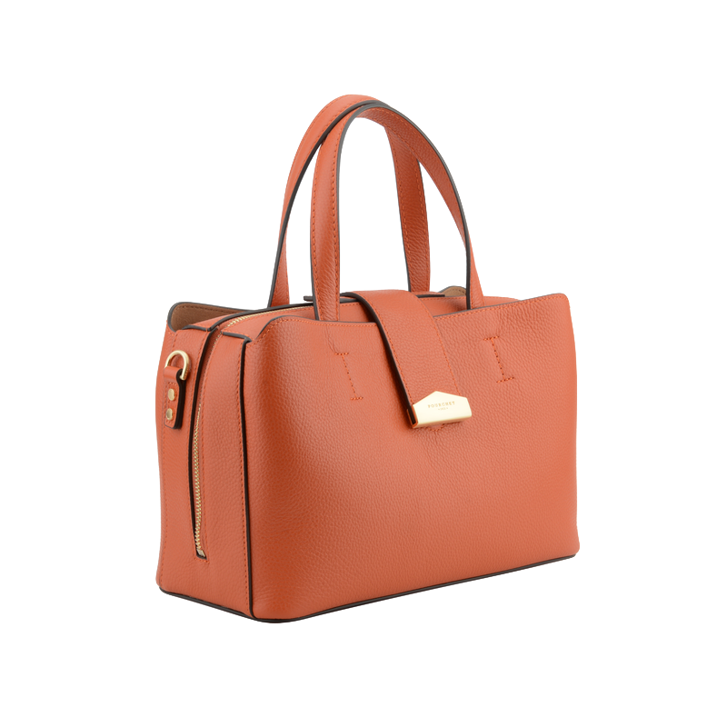 Leather handbag POURCHET Orange