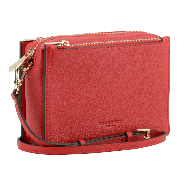Large leather crossbody bag Red