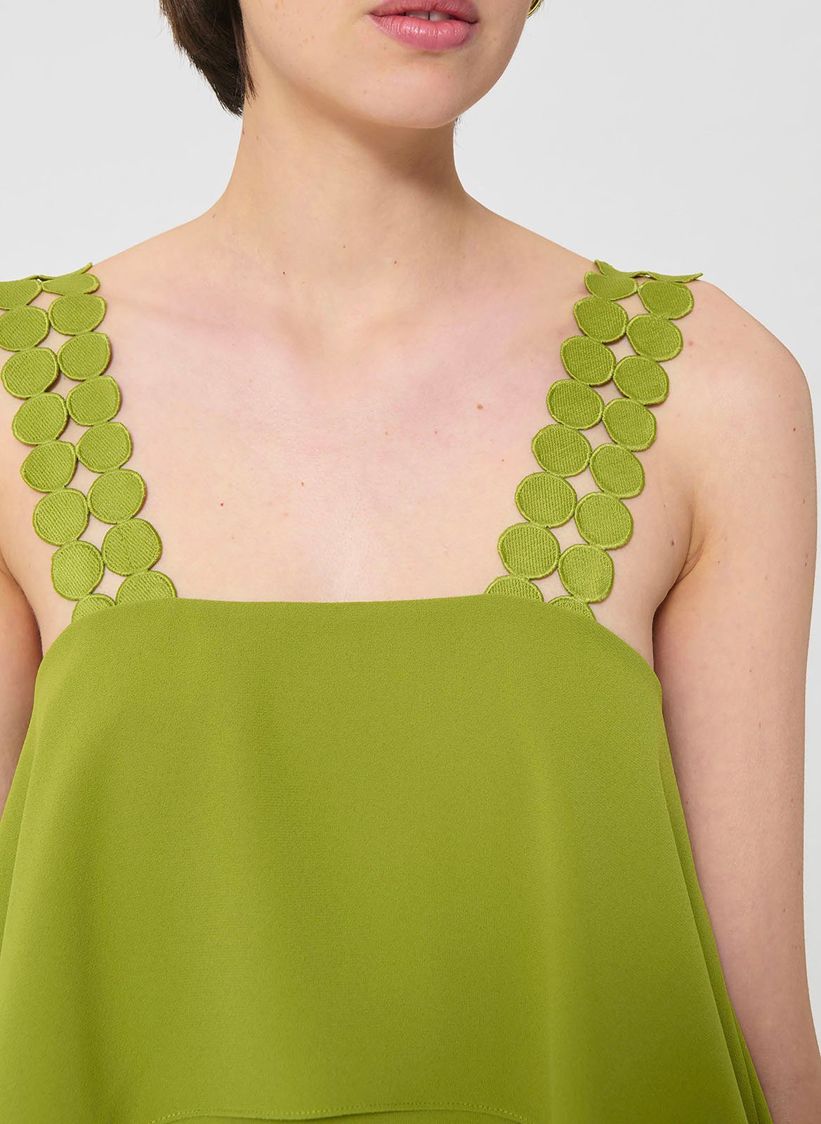 Cotton midi dress with square collar TARA JARMON Green