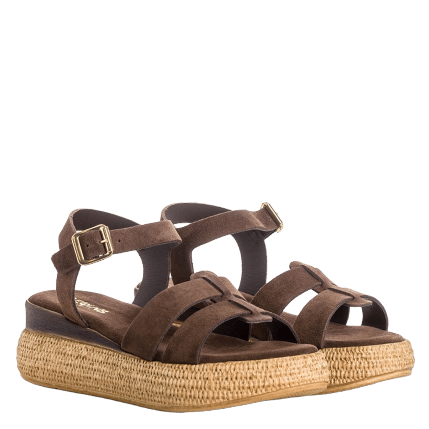 Veloursleder-Sandalen mit Keilabsatz REQINS Braun