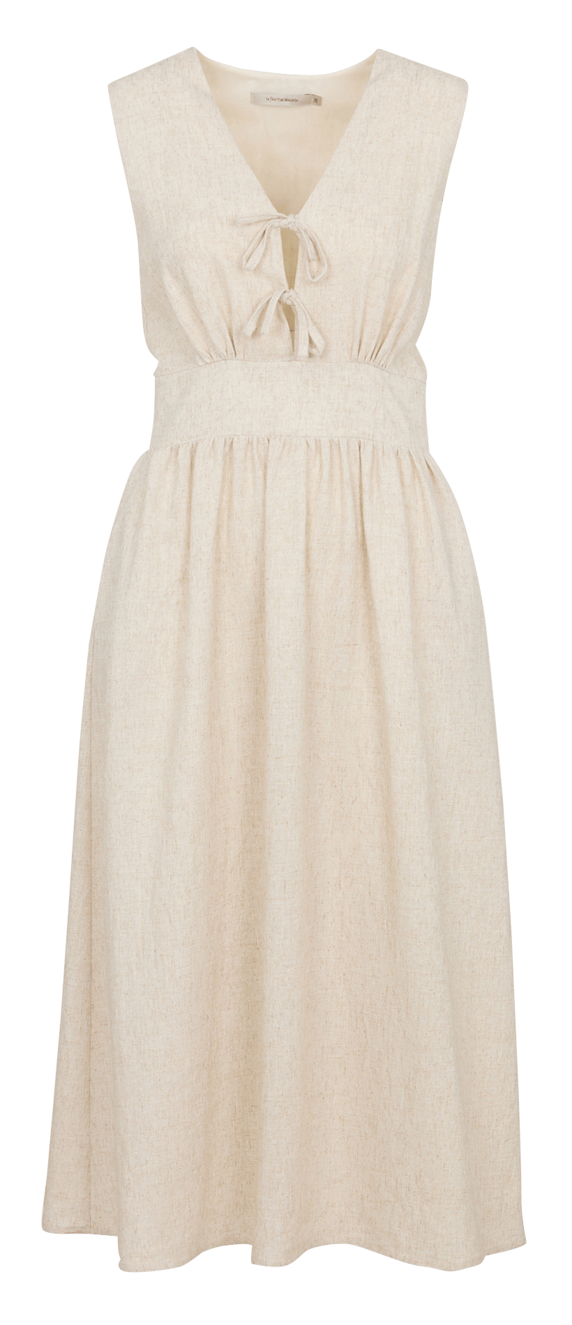Robe midi col v  LA FEE MARABOUTEE Beige
