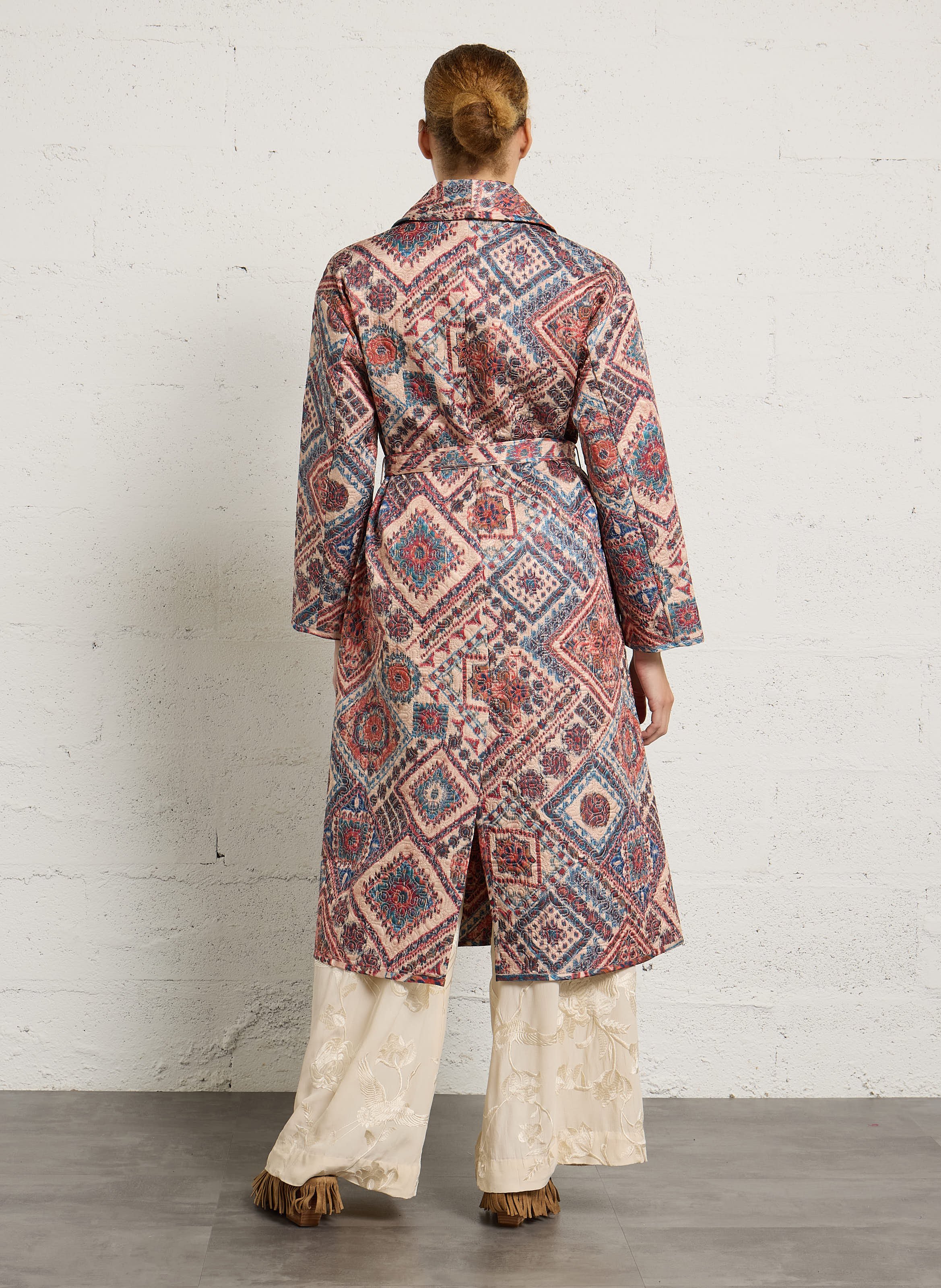 Manteau oversize col châle imprimé MOMONI Rose