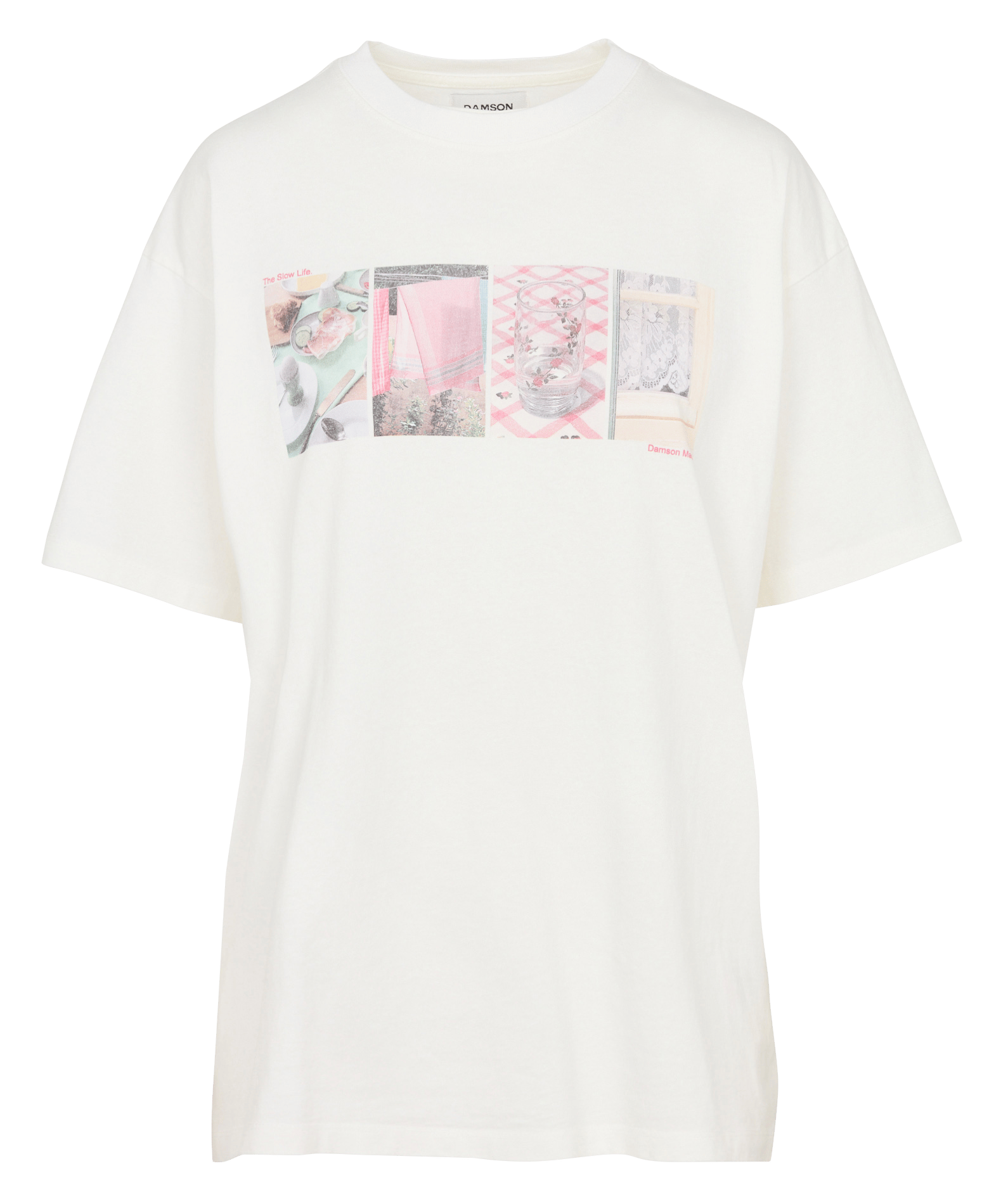 Bedrucktes T-Shirt mit Rundhalsausschnitt aus Bio-Baumwolle. DAMSON MADDER Weiss