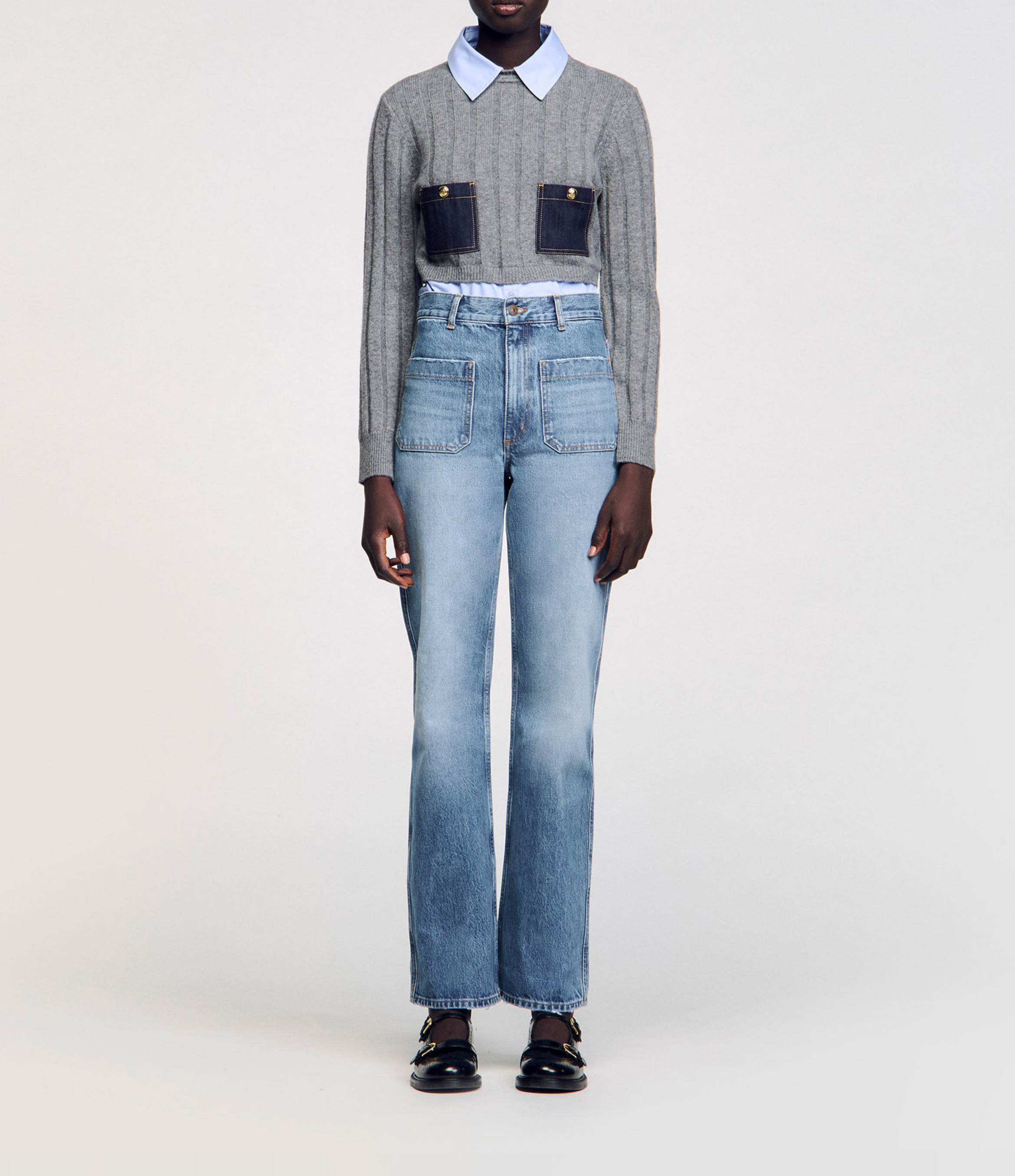 Jean bootcut en coton  SANDRO Bleu