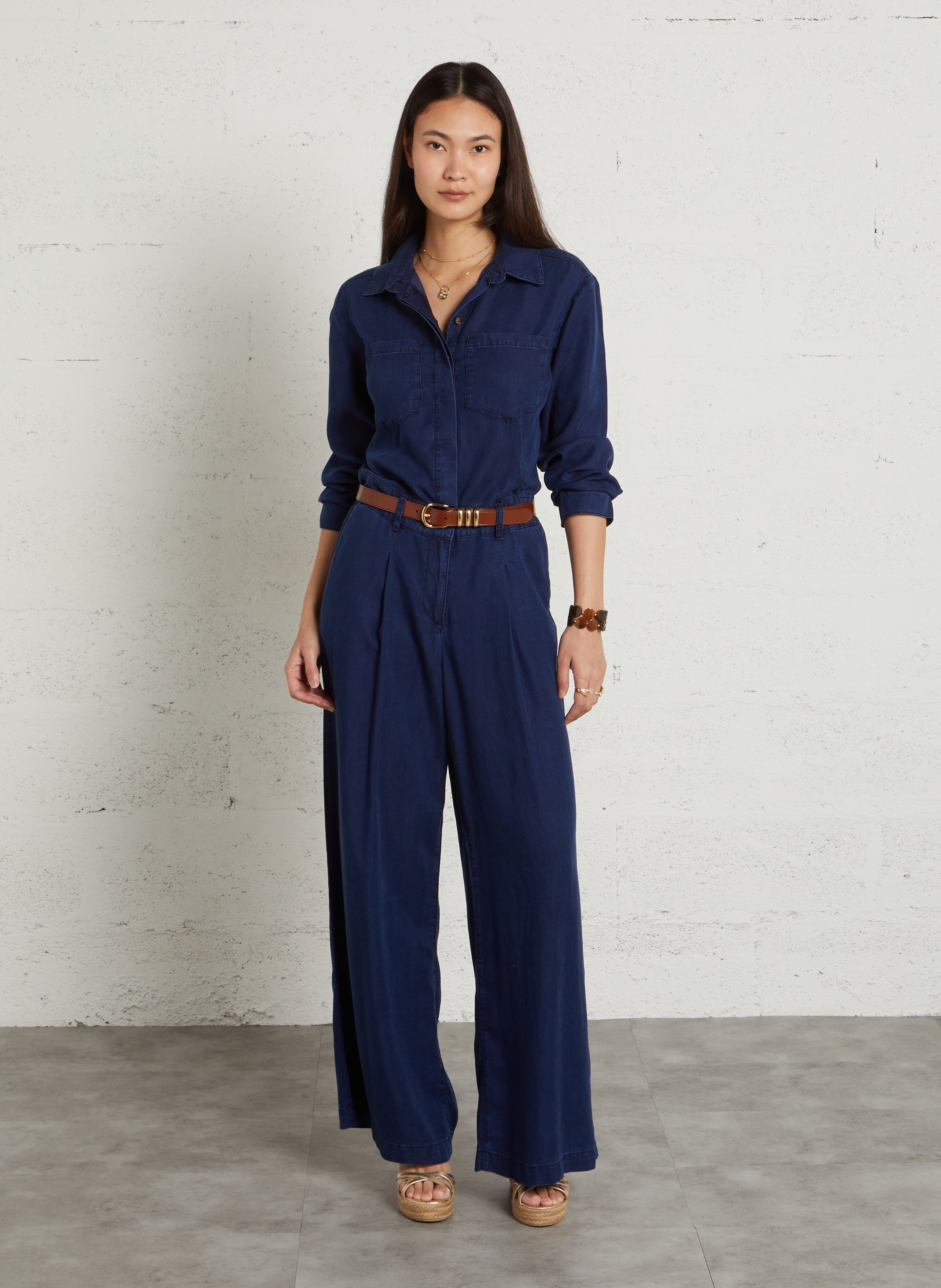 Sandalias de piel metalizada con cuña MAISON 123 Dorado