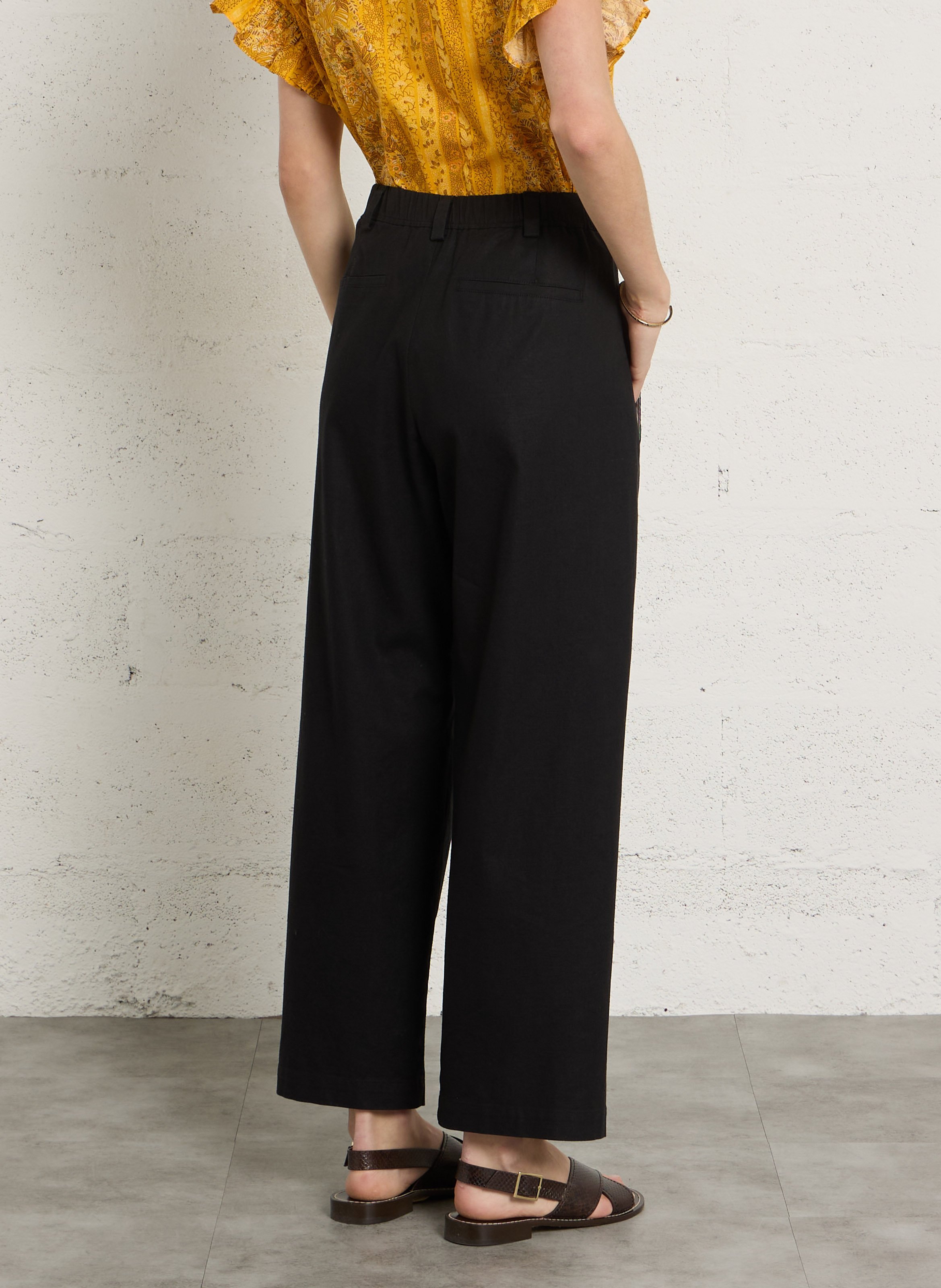 Wide-leg plain pleated pants SUZIE WINKLE Black
