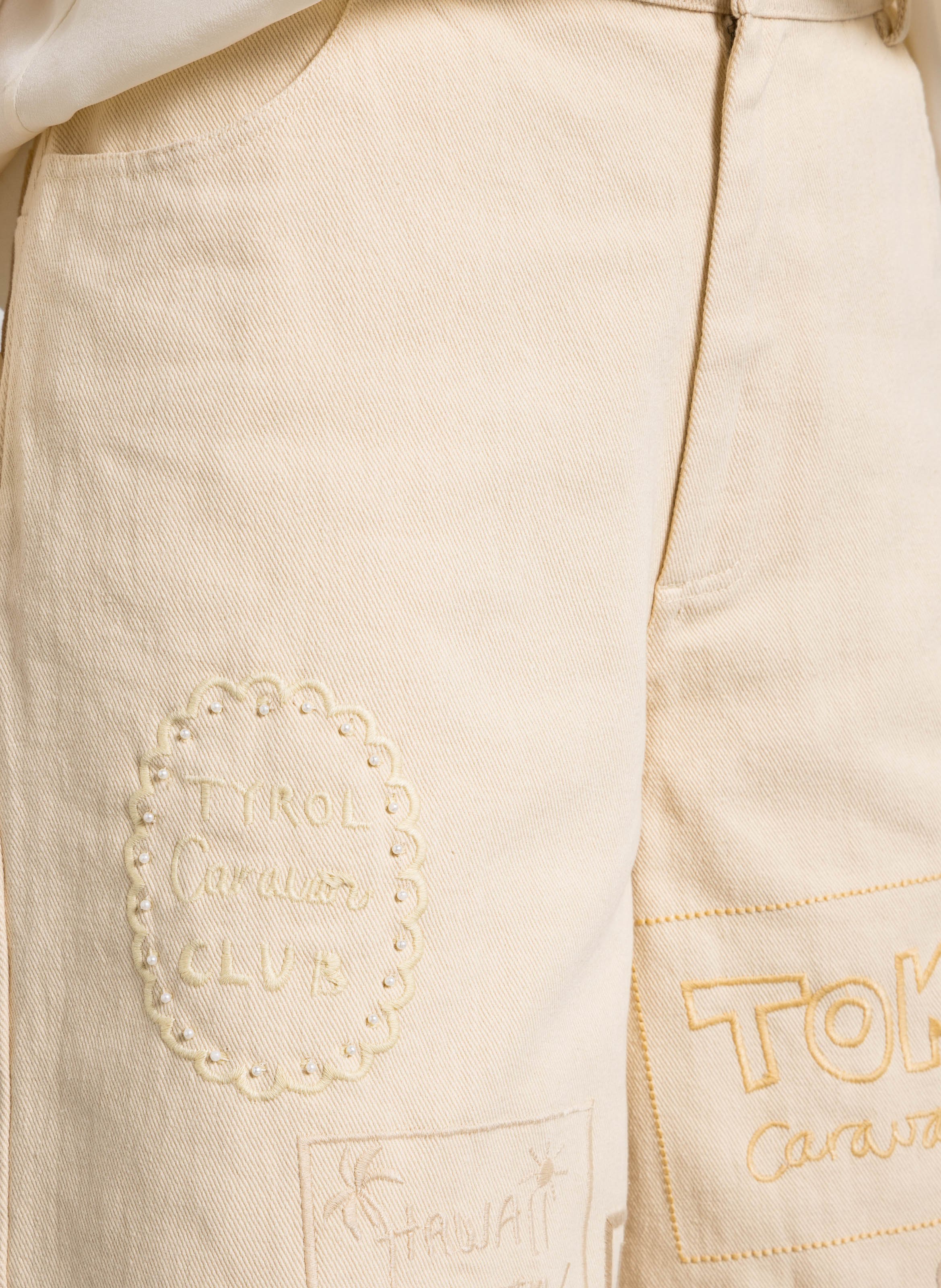 Bermuda mit bestickten Mustern aus Baumwolle STELLA NOVA Beige