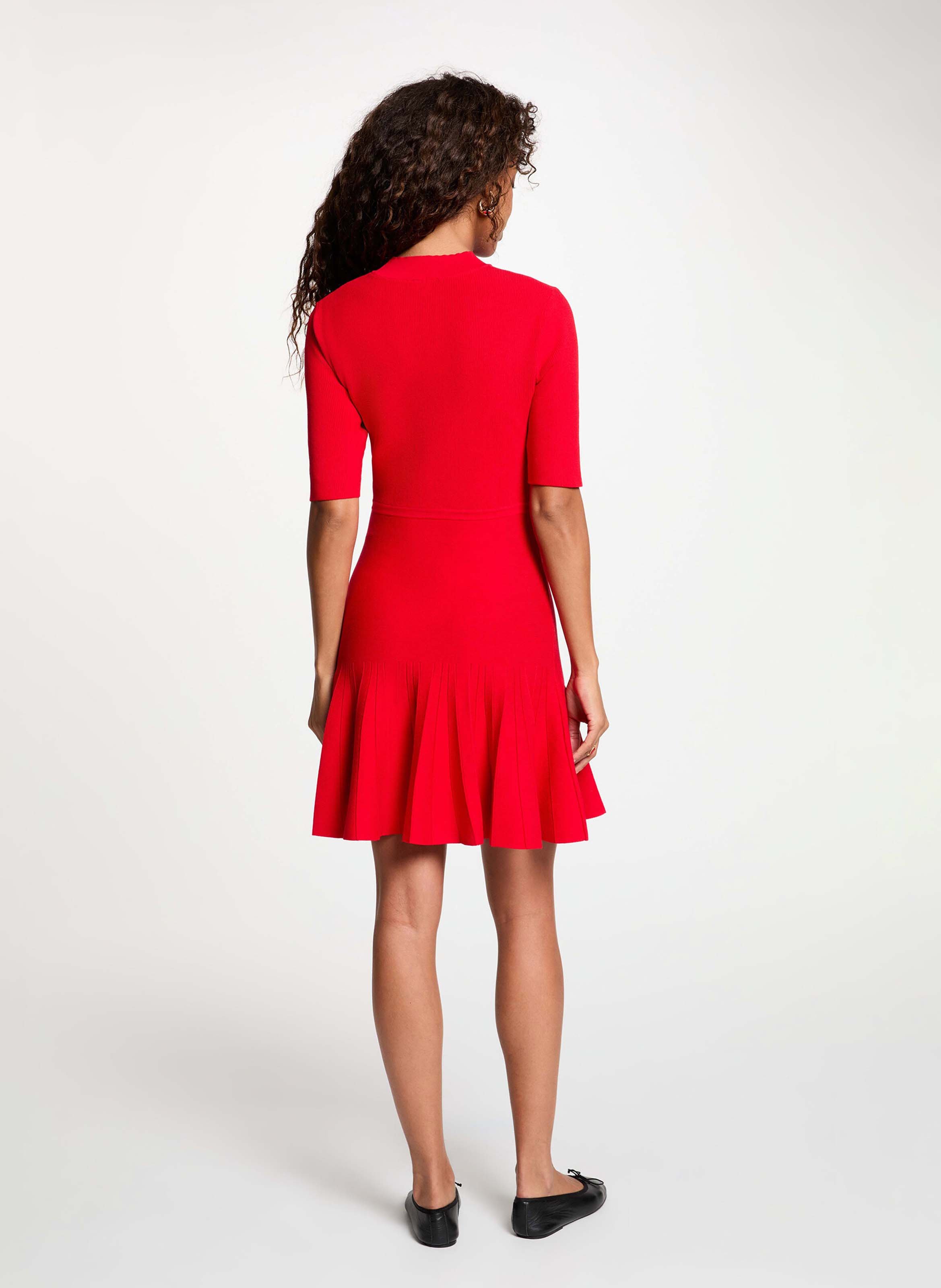 Robe courte évasée unie MORGAN Rouge