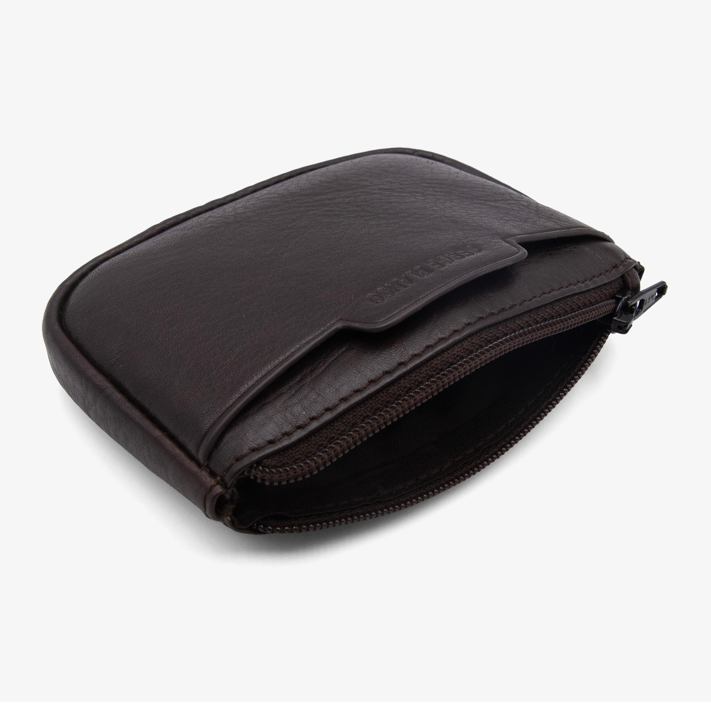 Leather zip-around wallet with embossed logo SERGE BLANCO Brown