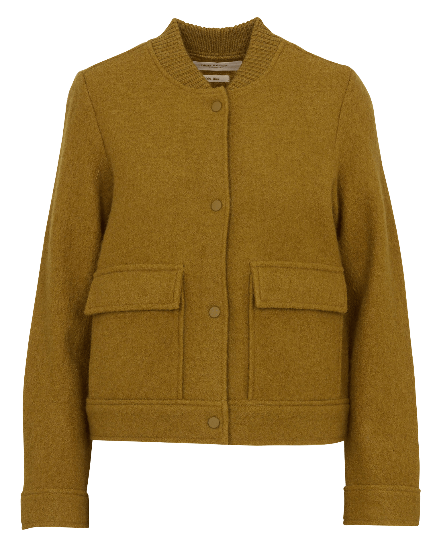 Light wool straight-cut jacket NICE THINGS Green