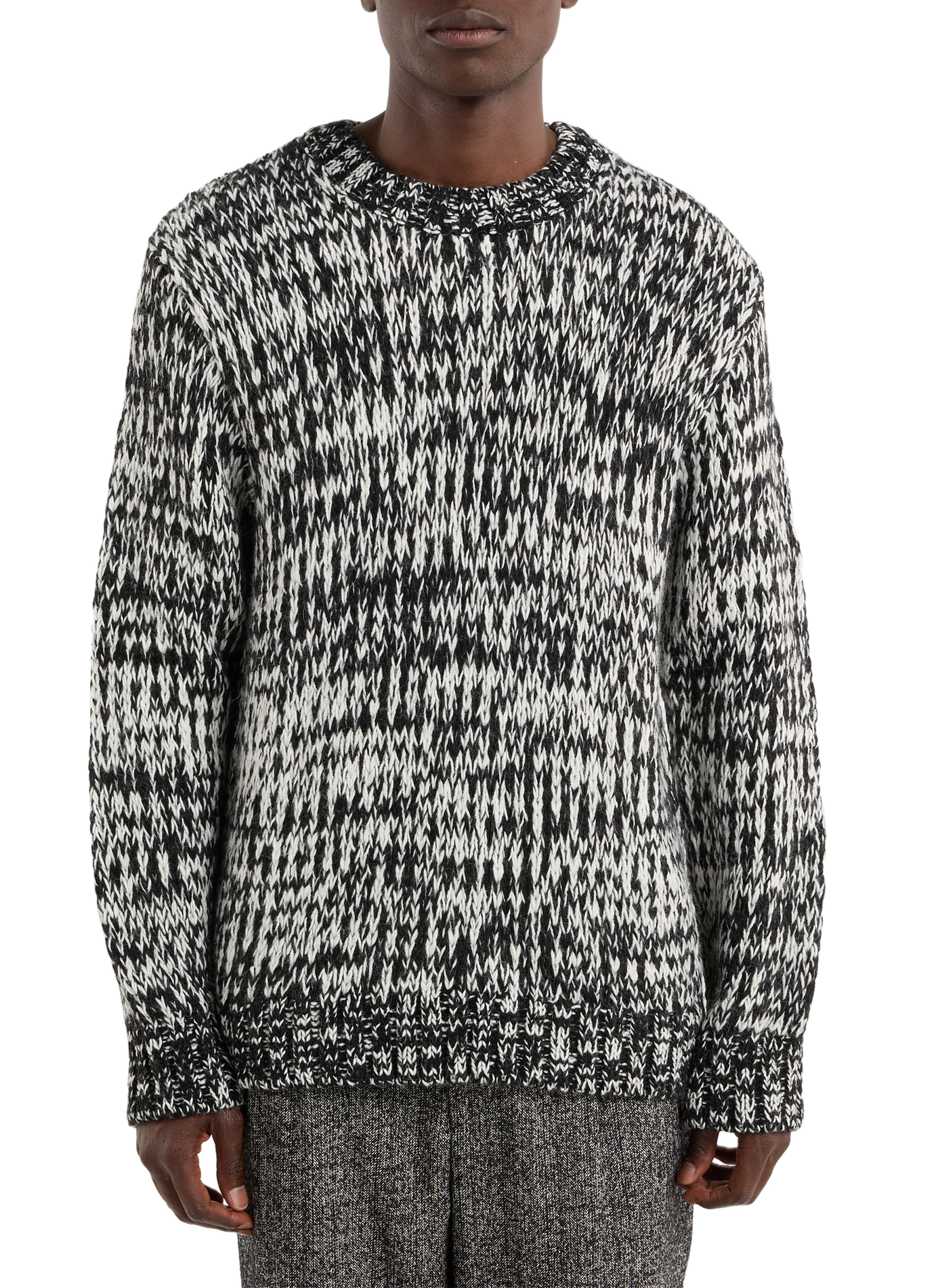 Round-neck heathered knit sweater SAISON 1865 Black