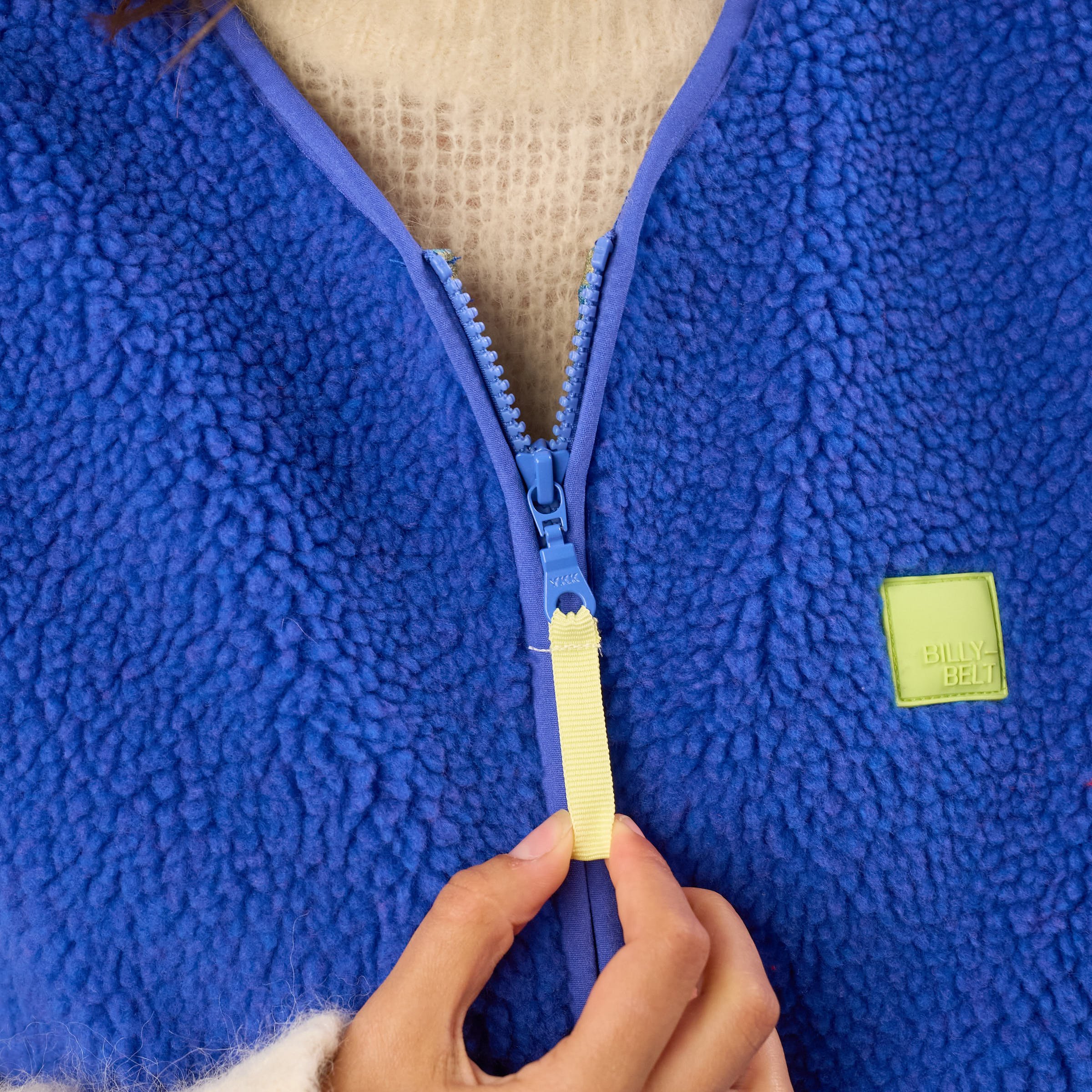 Sleeveless Sherpa Zip-Up Vest BILLYBELT Blue