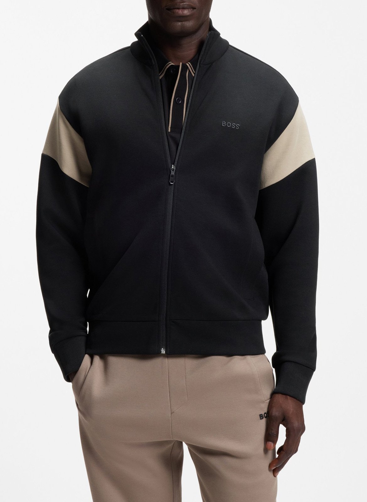 Sweat col montant en coton mélangé BOSS