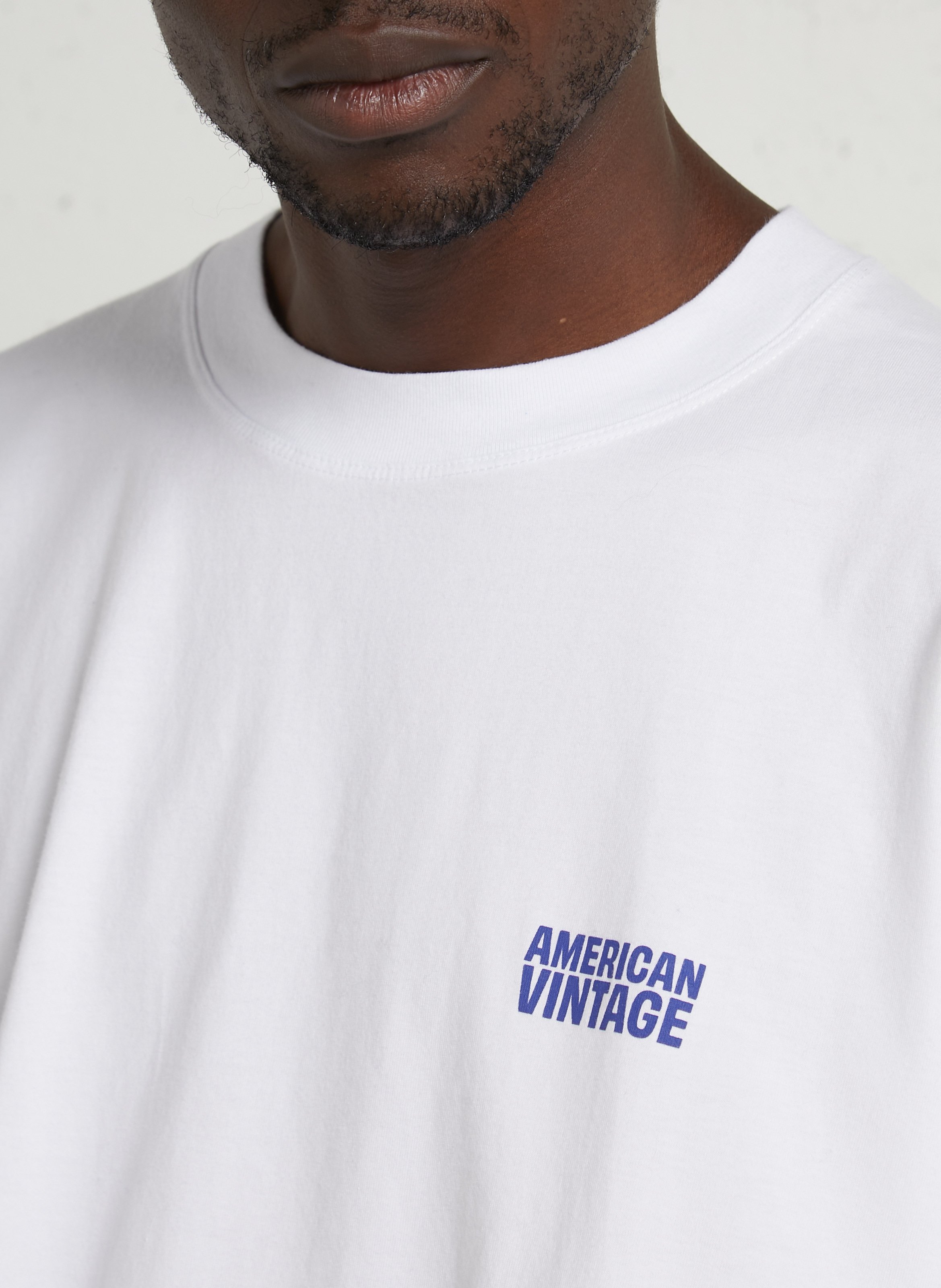 Gerades Langarm-T-Shirt aus Baumwolle AMERICAN VINTAGE Weiss