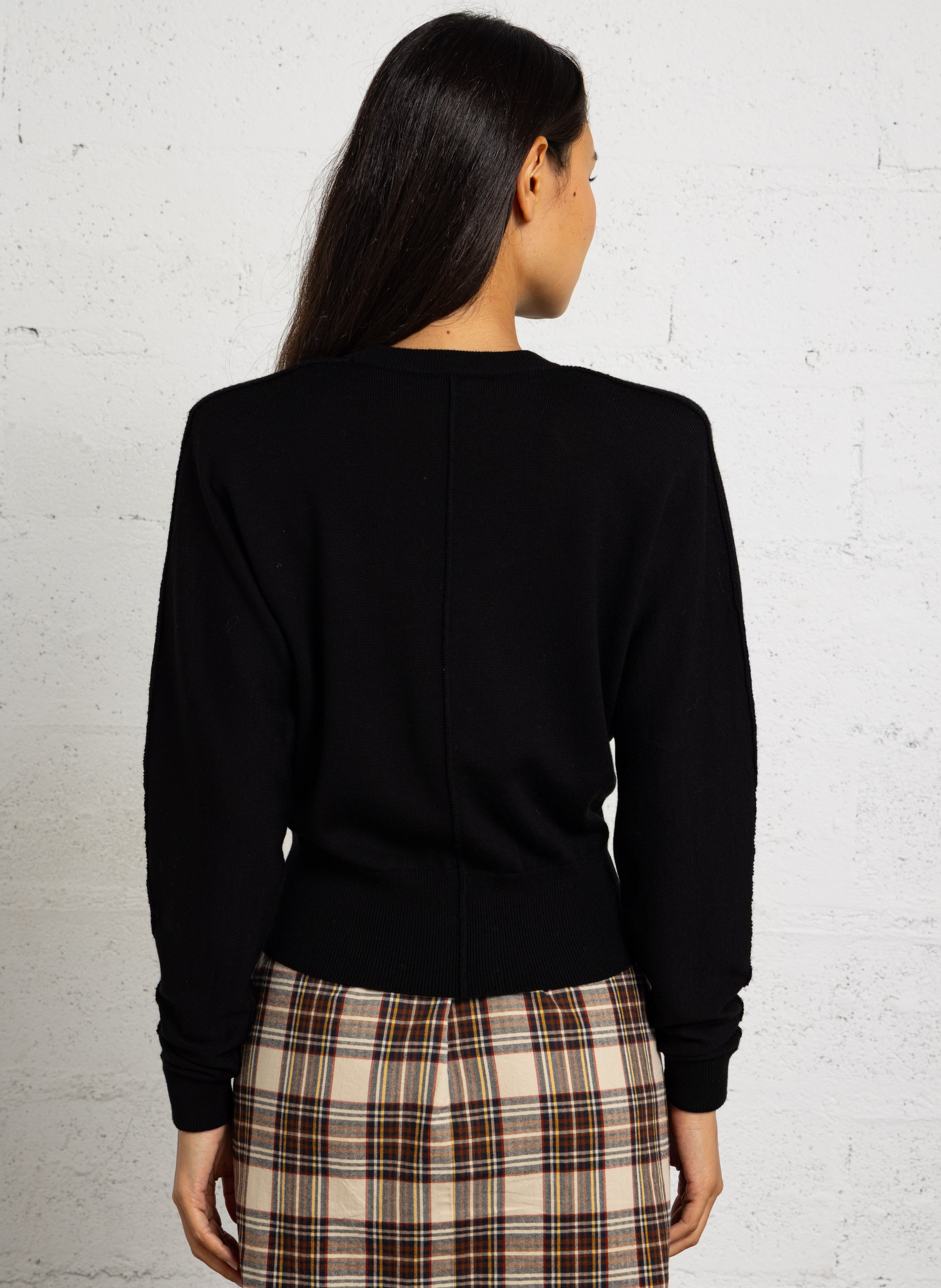Pull en maille fine en laine LAURENCE BRAS Noir