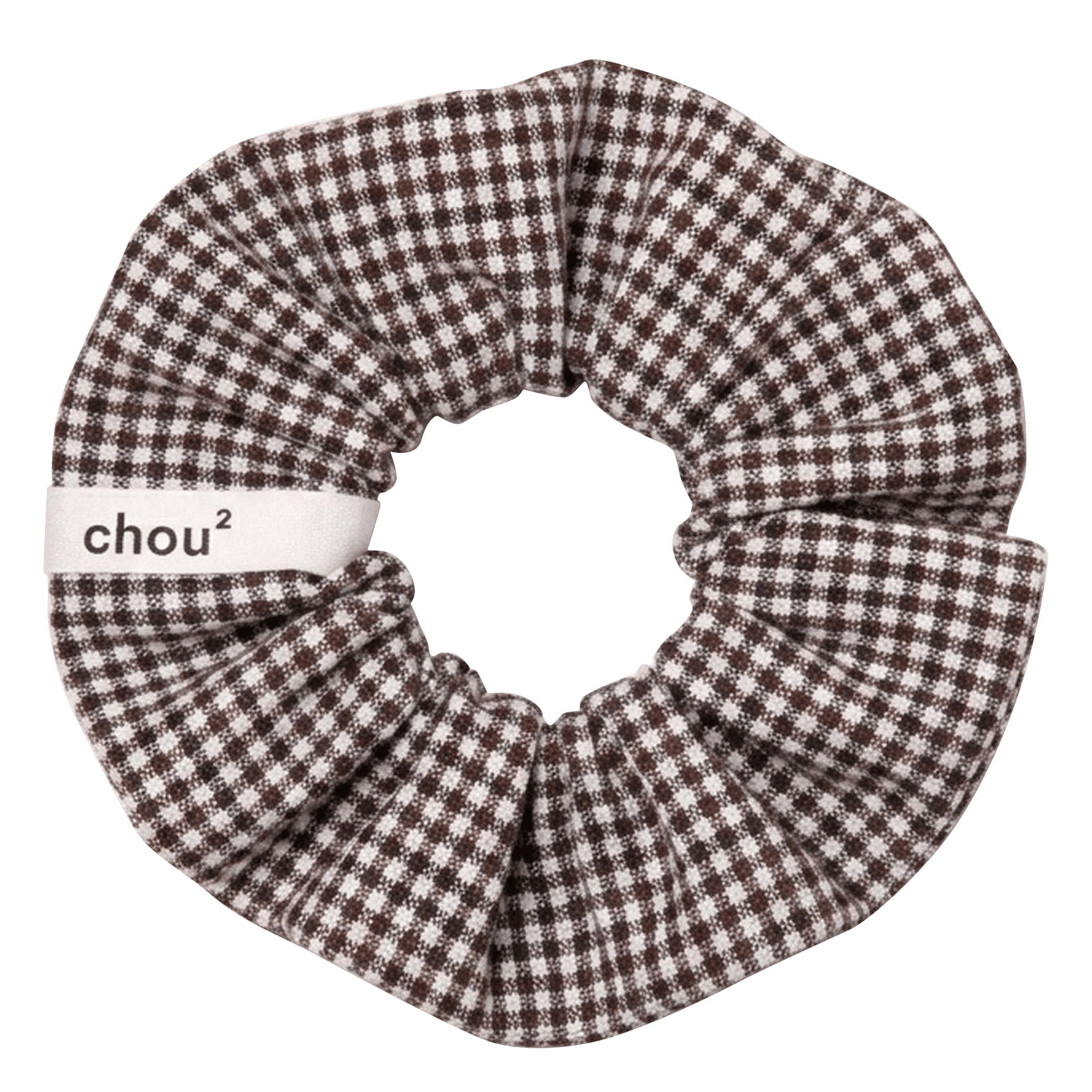 Chouchou à motif  CHOU AU CARRE Marron