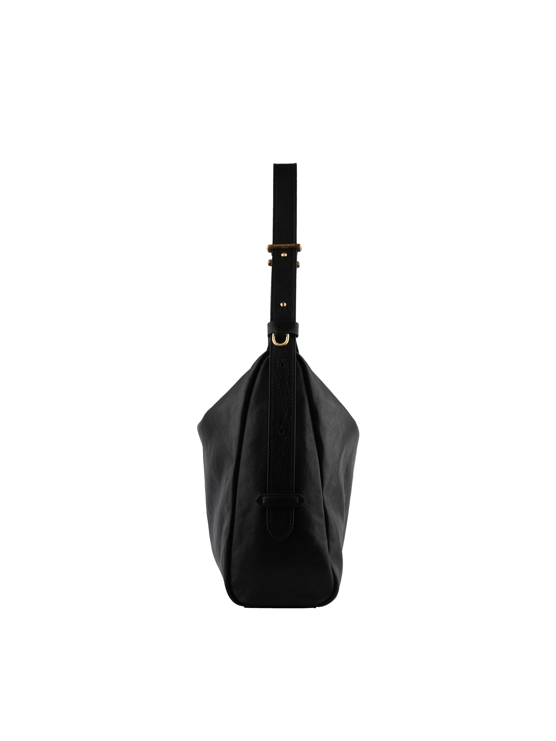 Sac porté épaule en cuir de vachette façon cuir vieilli POURCHET Noir