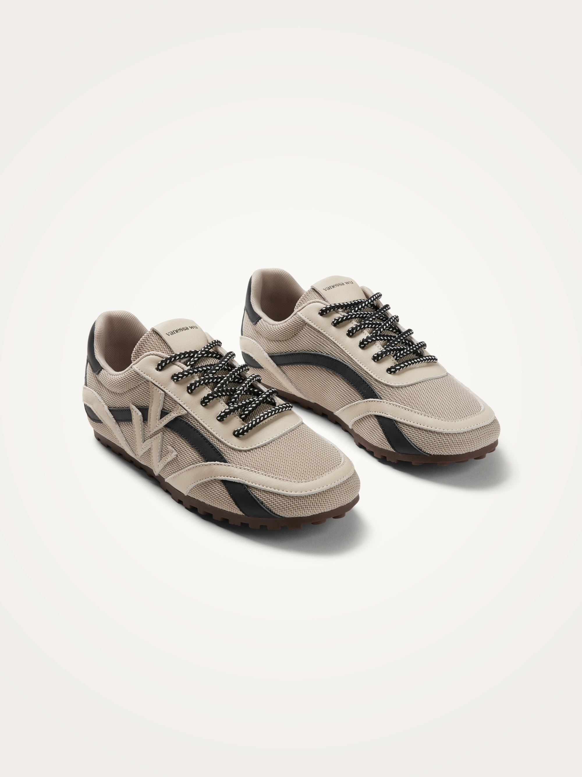 Monogram sneakers with slim serrated sole VANESSA WU Beige