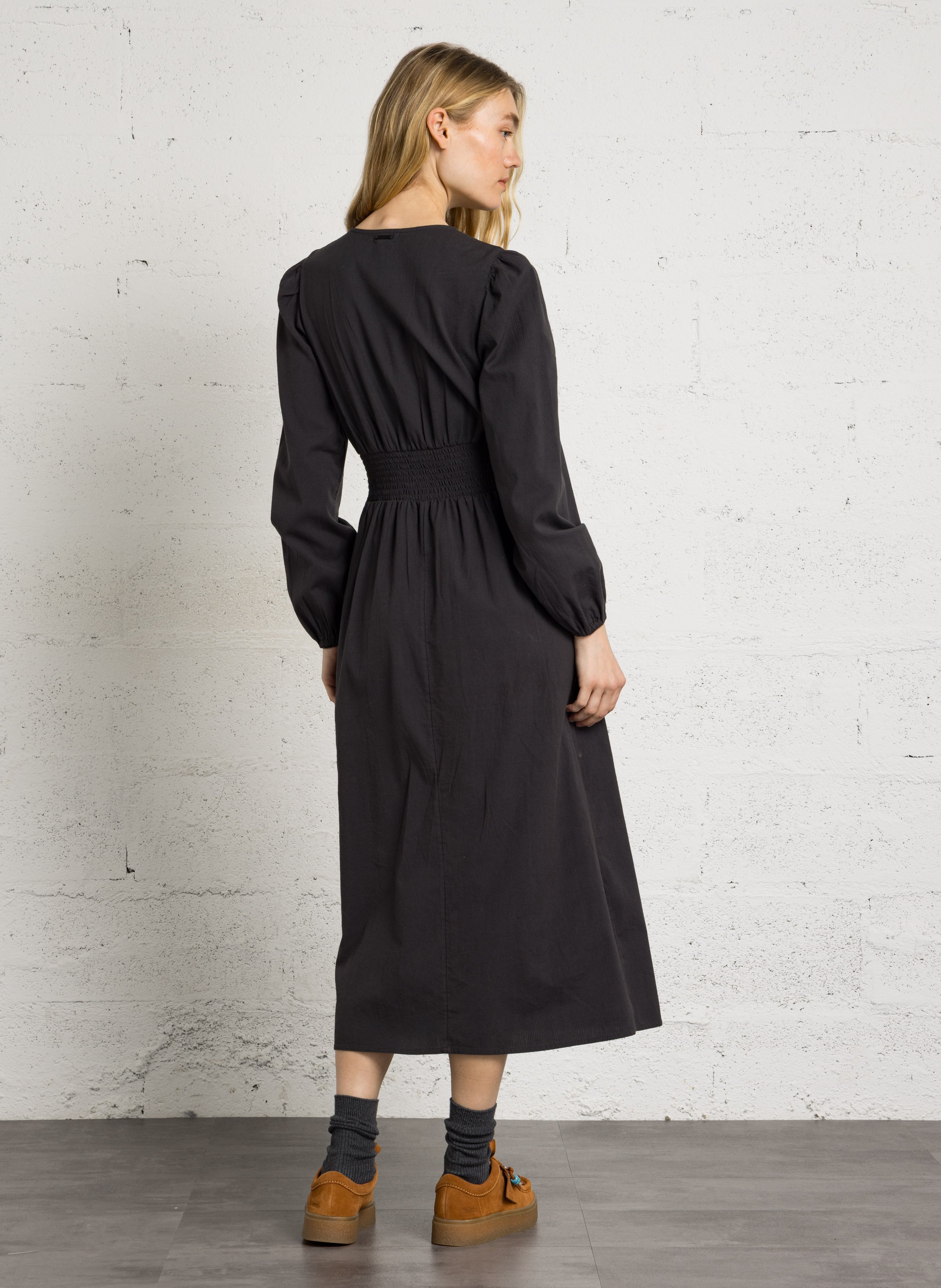 Robe longue col V en coton BILLABONG Noir