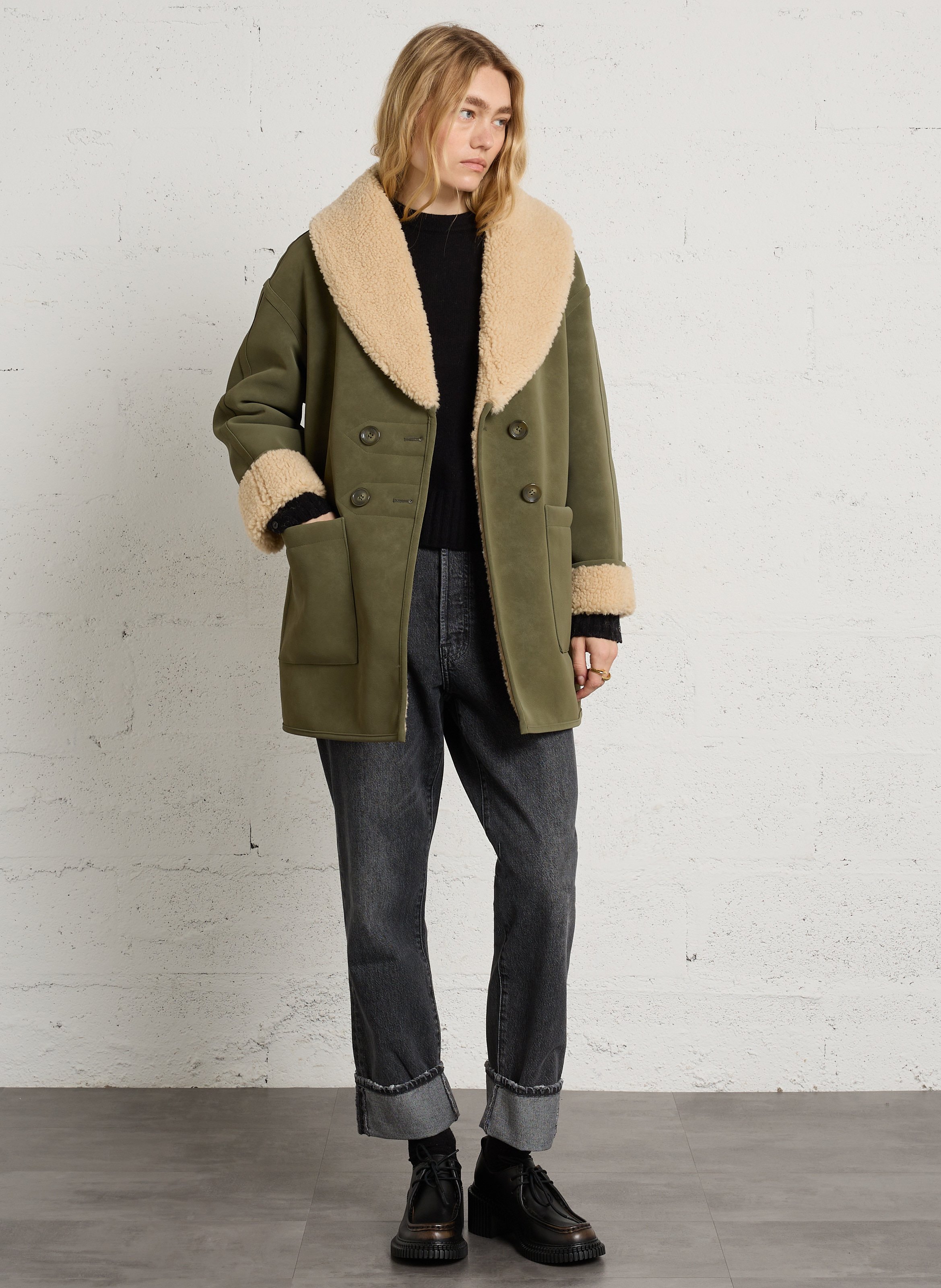 Oversize-Jacke mit Schalkragen LEON & HARPER Khaki