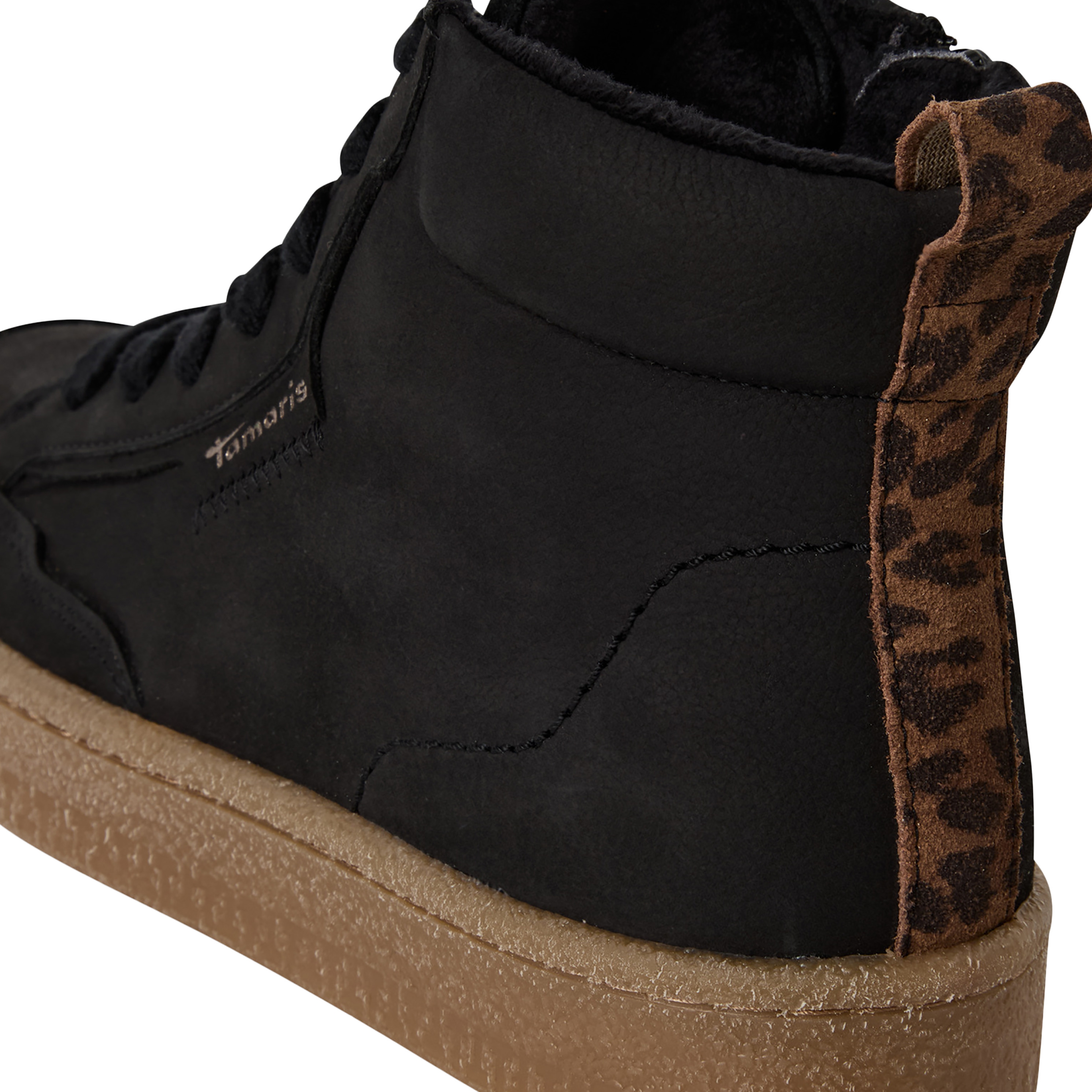 High-top leather sneakers TAMARIS Black