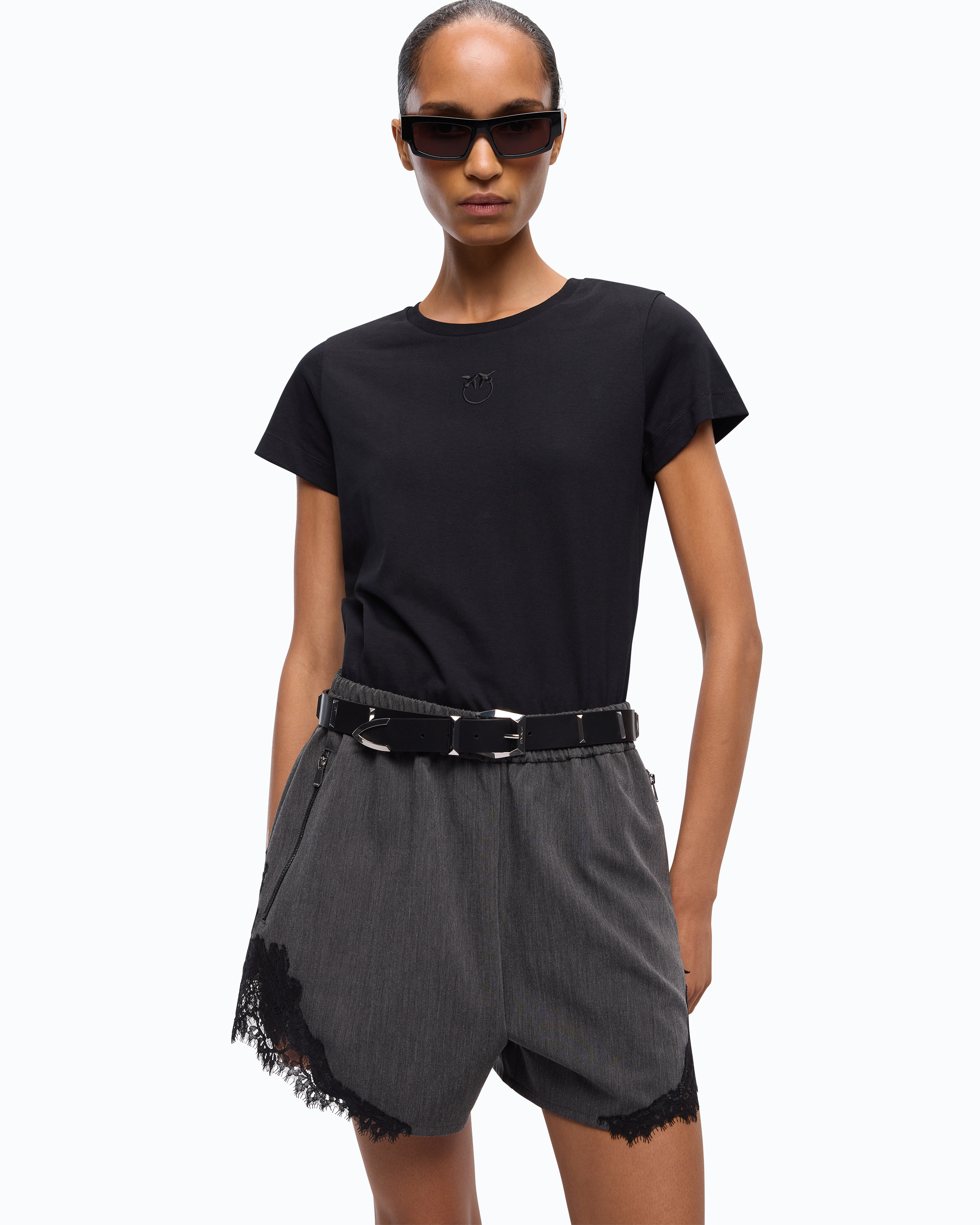 T-shirt with love birds logo PINKO Black