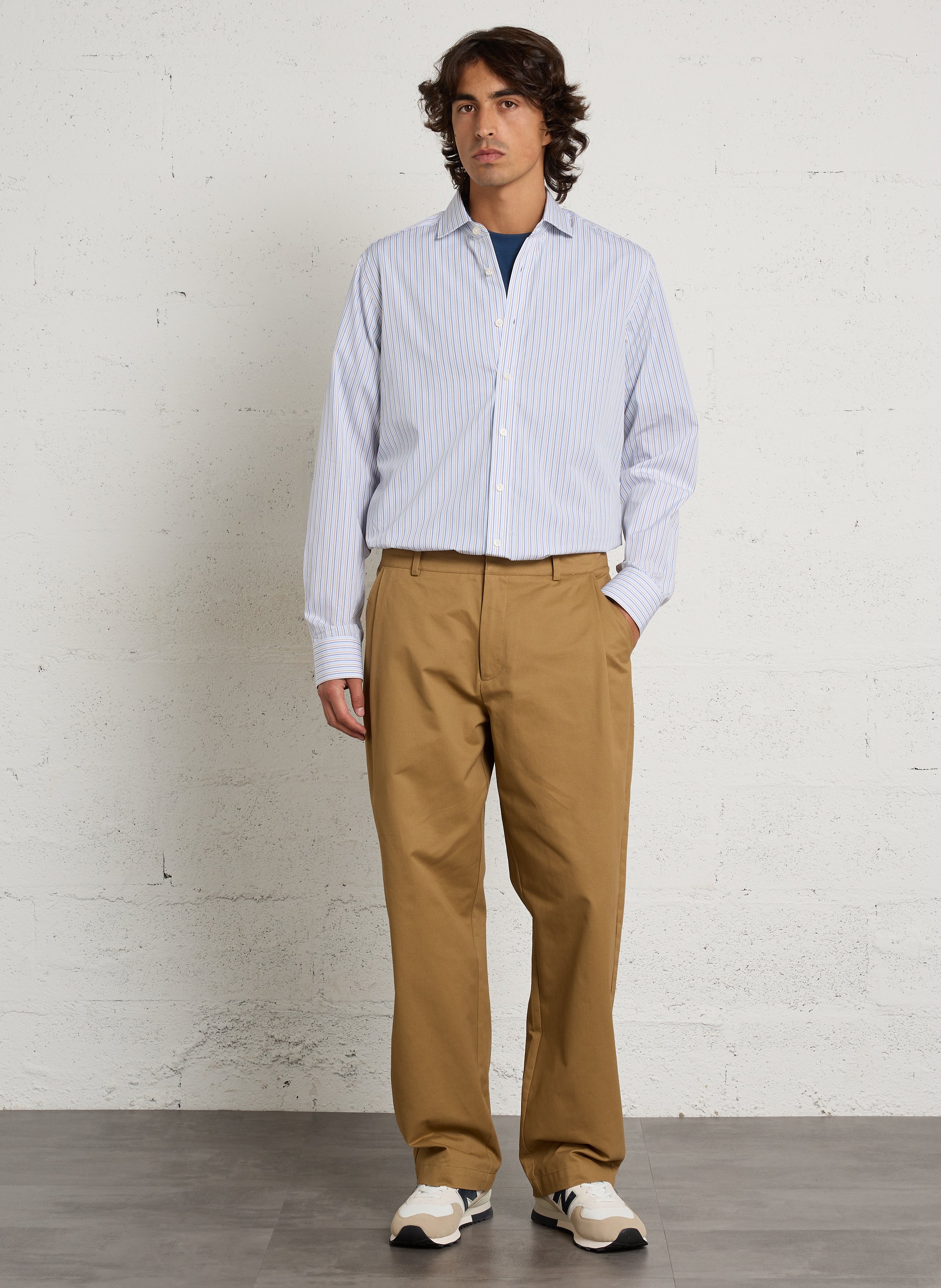 Pantalon droit en coton MINIMUM Marron