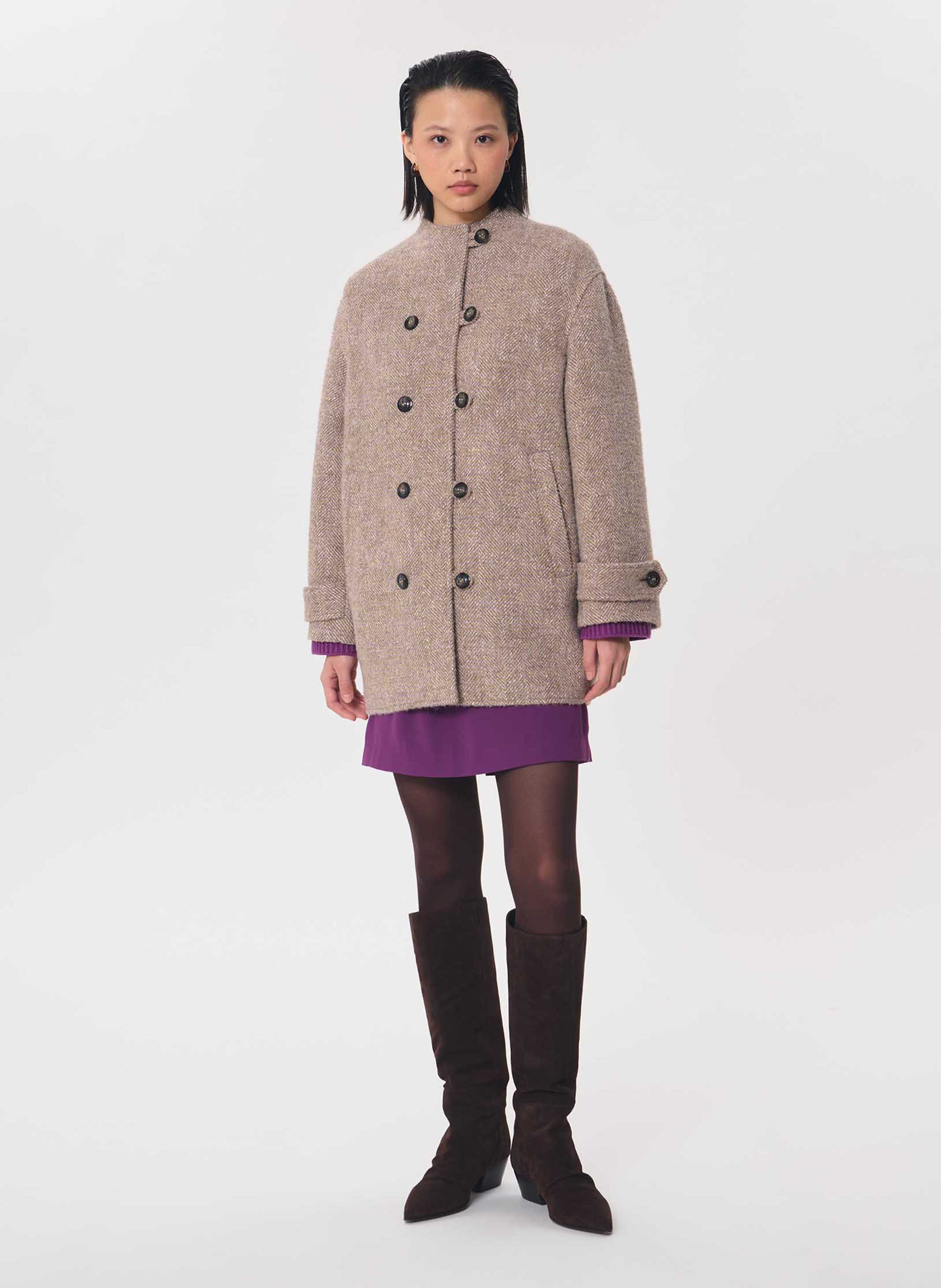 Manteau ample boutonné uni TARA JARMON Violet