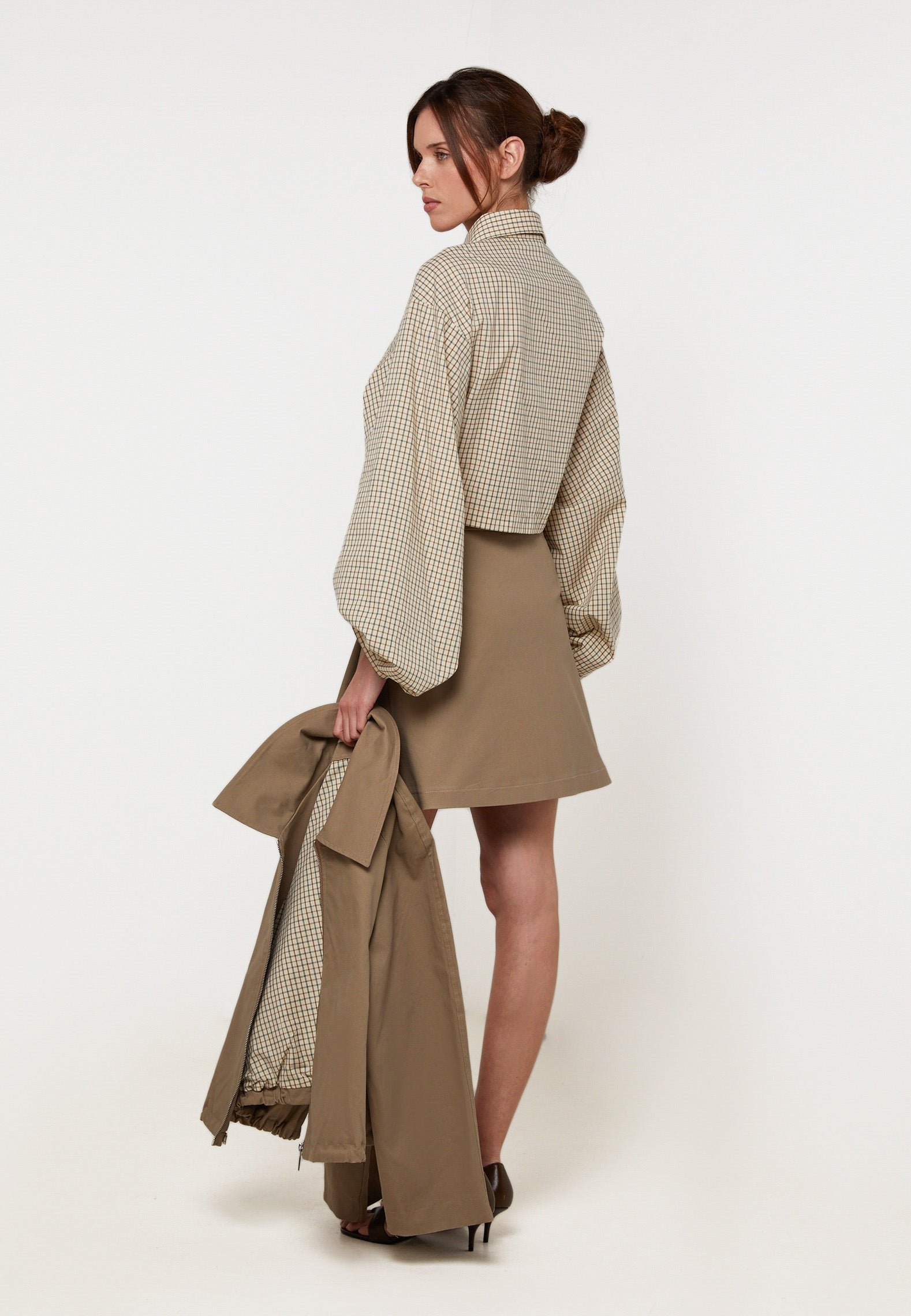 Short pleated cotton skirt RODIER Beige