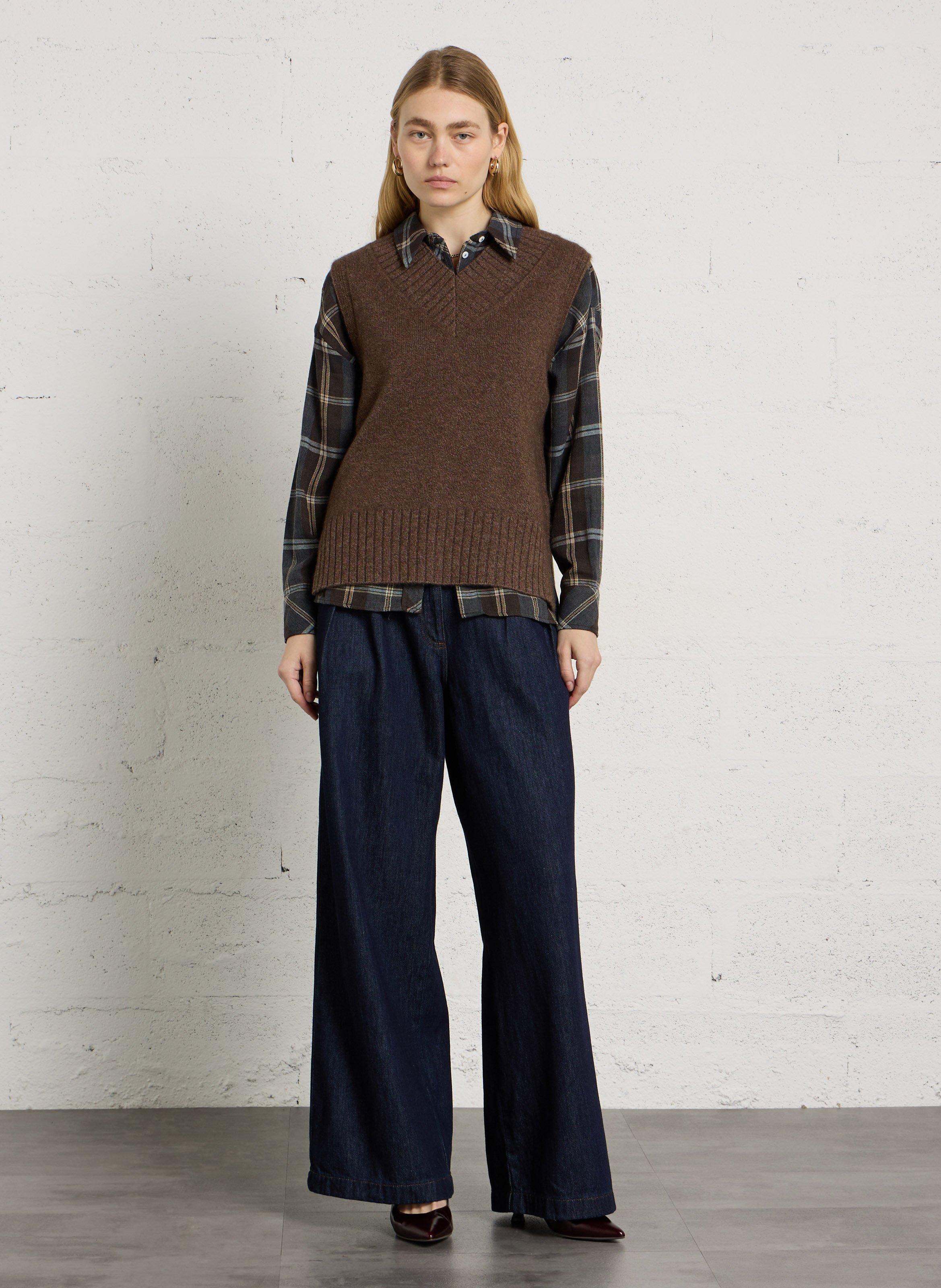 V-neck wool sweater MAISON 123 Grey